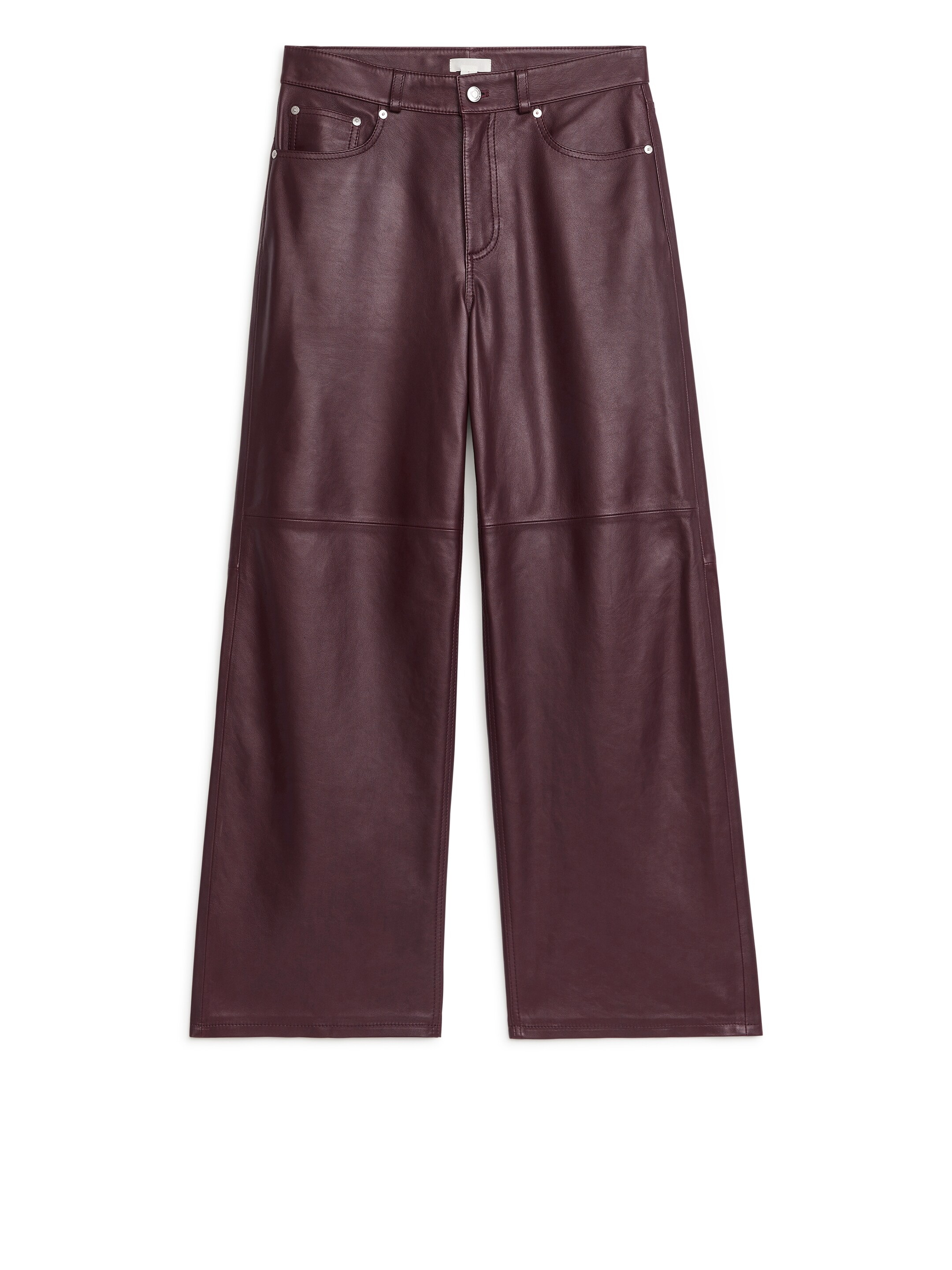 CLOUD wide jeans i läder - Vinröd - Regular fit - Women - StillMedia/DescriptiveStillLife - 1