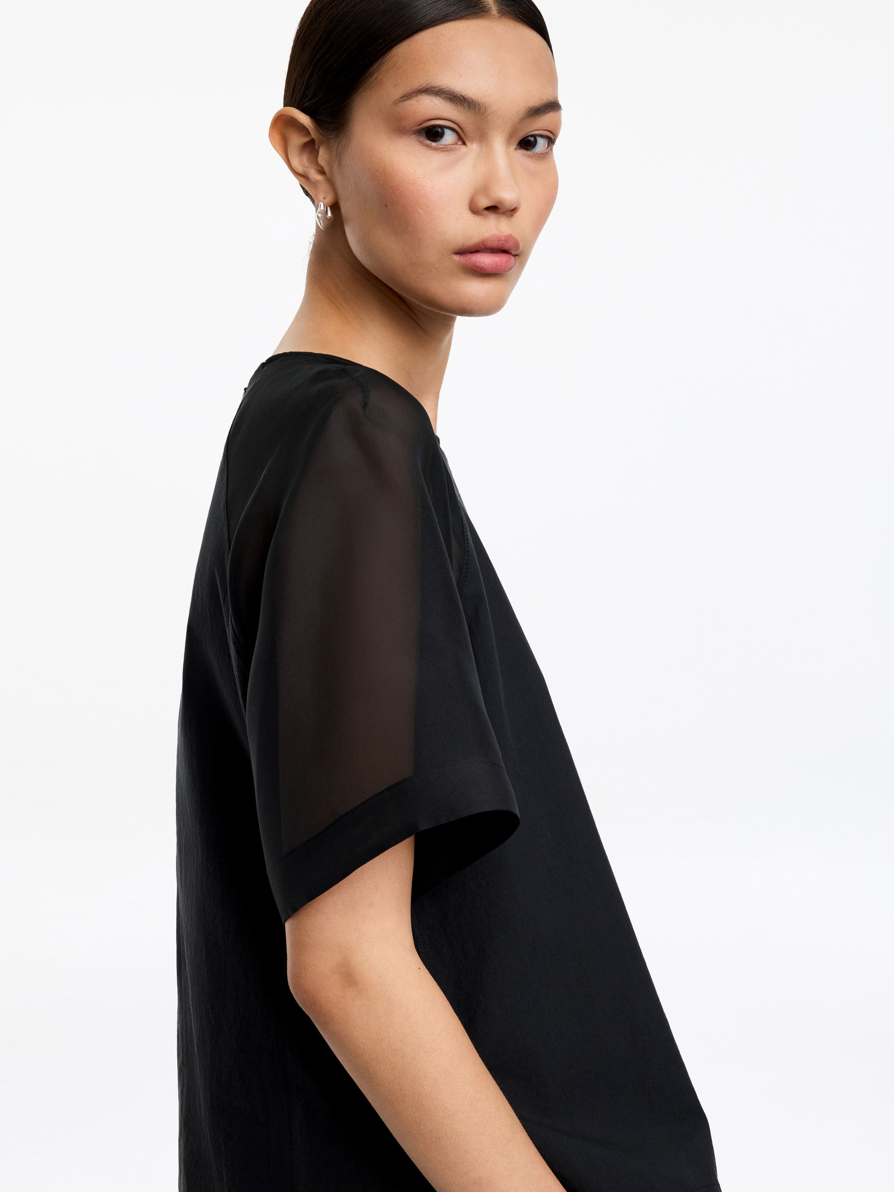 Cotton-Silk Top - Black - Relaxed fit - Women - StillMedia/Lookbook - 4