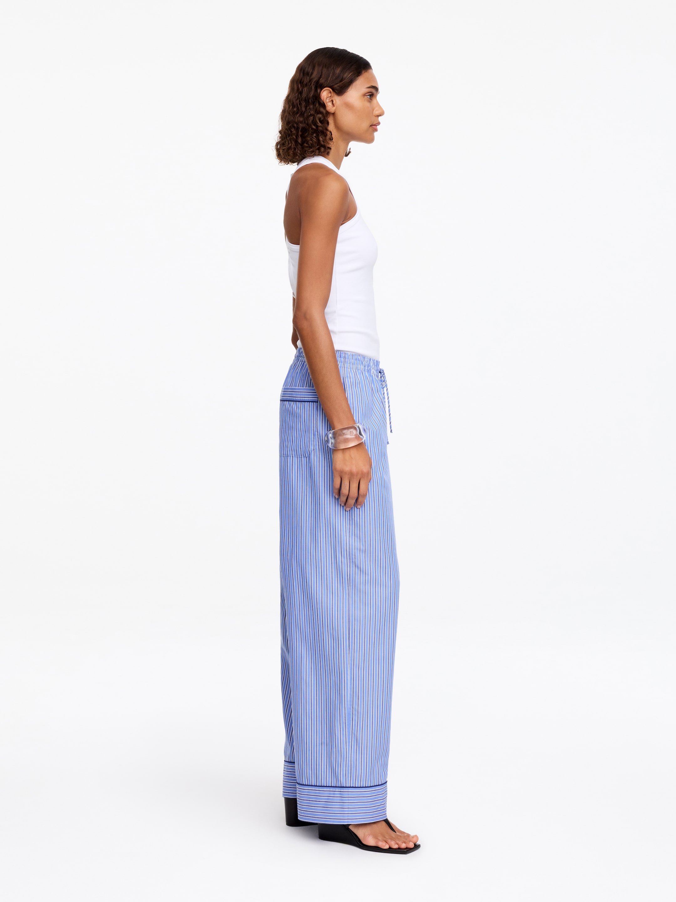 Pantalones de algodón a rayas - Azul/rayas - Corte estándar - Women - StillMedia/Lookbook - 6