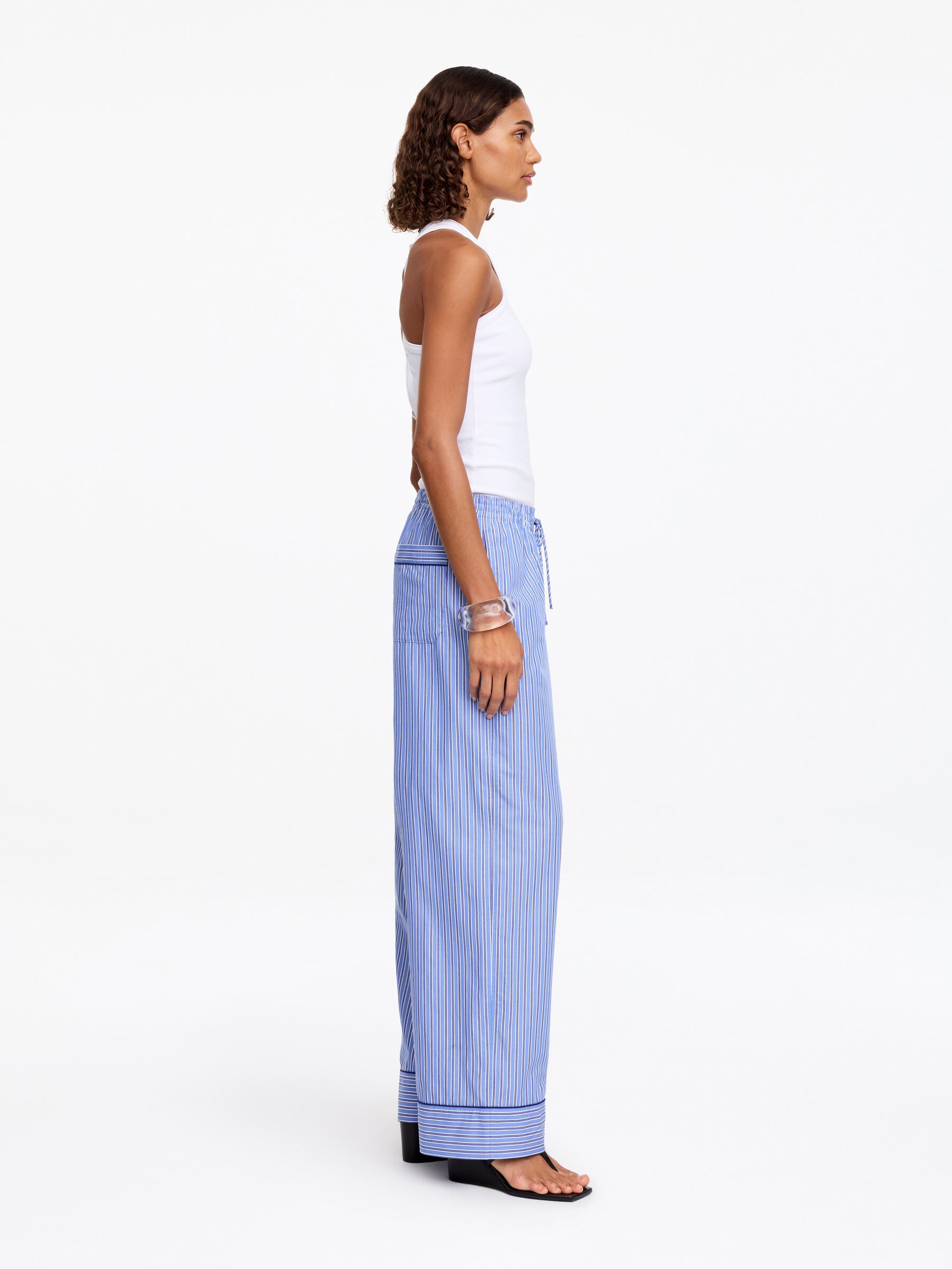 Striped Cotton Trousers - Blue/Striped - Regular fit - Women - StillMedia/Lookbook - 6