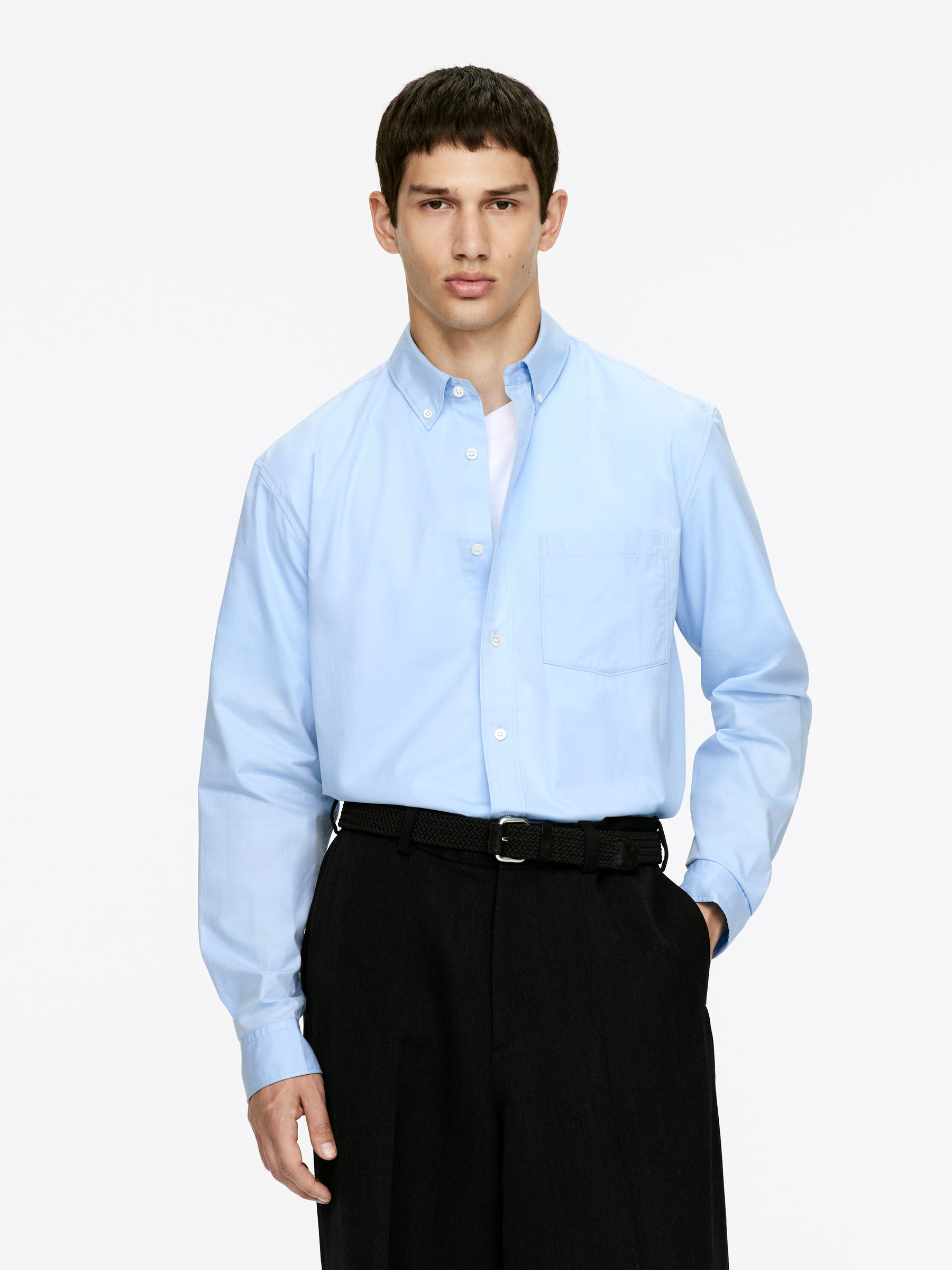 Relaxed Poplin Shirt-#AFBFDF-15930