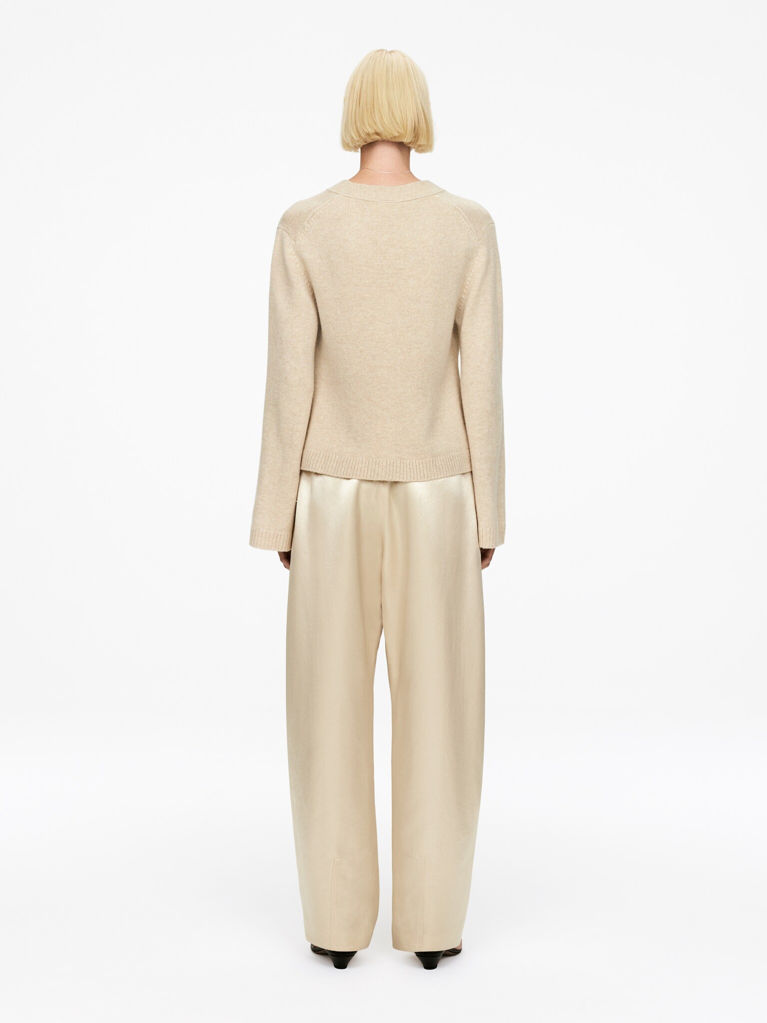 Wool Cardigan - Beige/Black - 6
