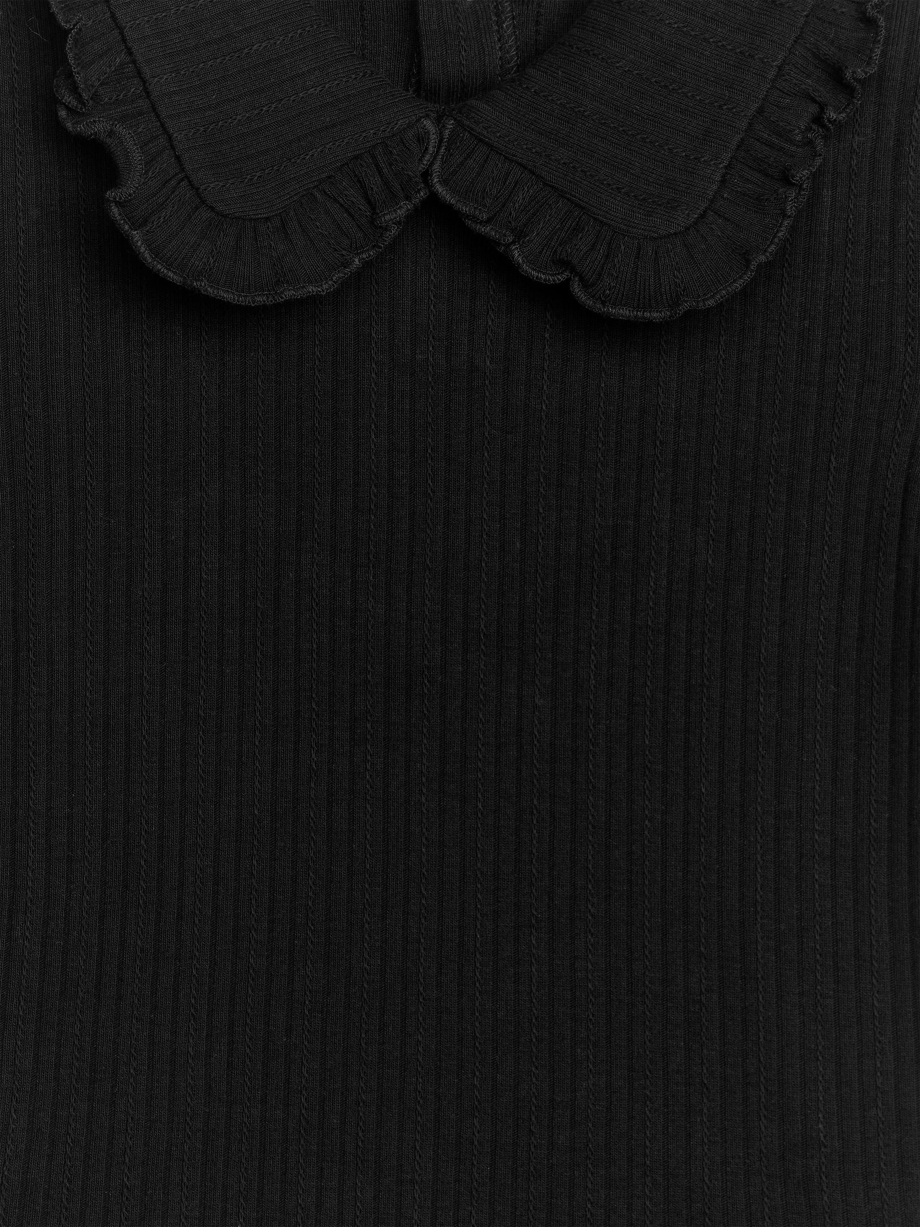 Frill Collar Pointelle Top - Black - Regular fit - Children - StillMedia/DescriptiveDetail - 1