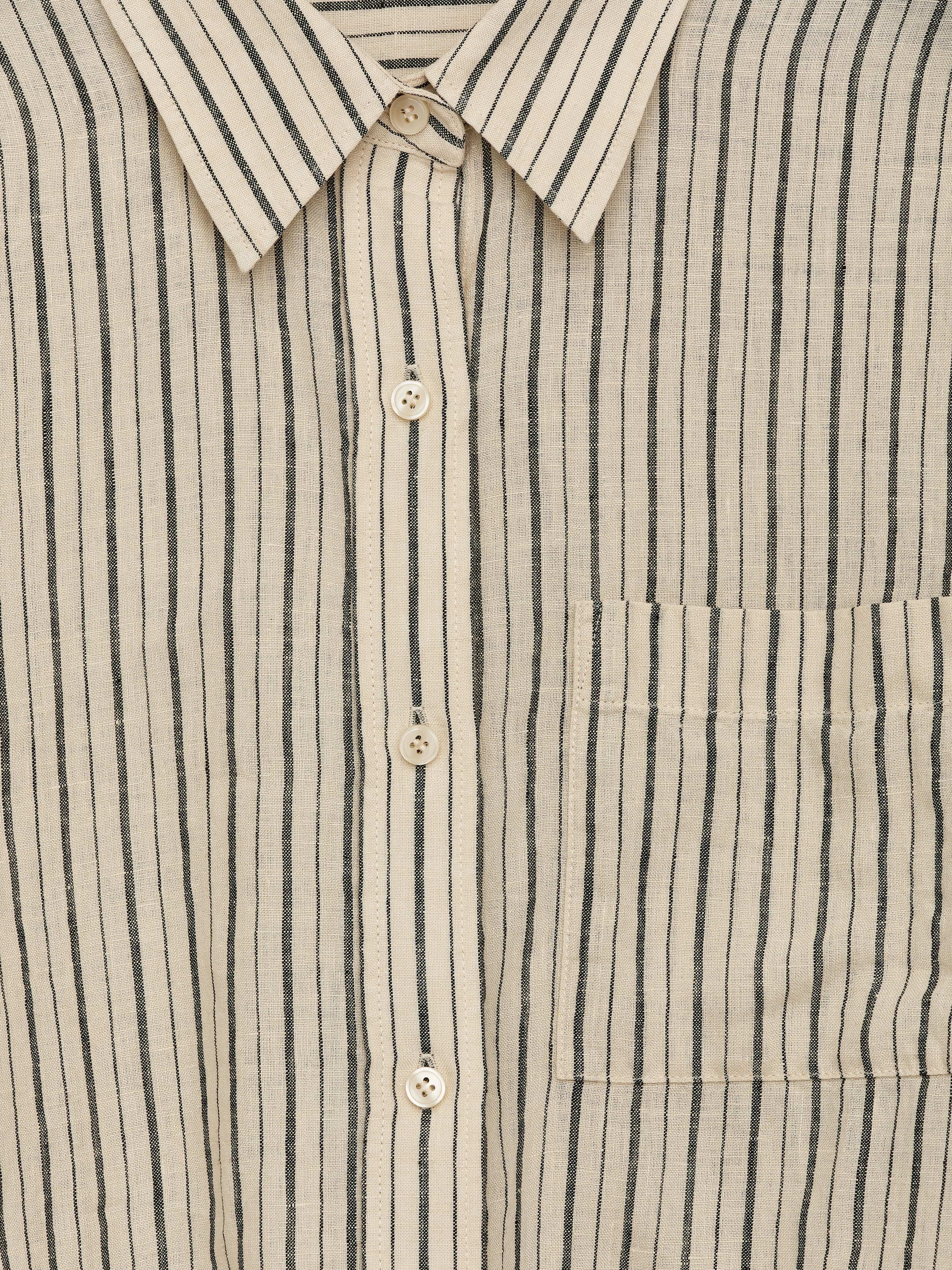 Linen Shirt - Beige/Black - Regular fit - Women - StillMedia/DescriptiveDetail - 1