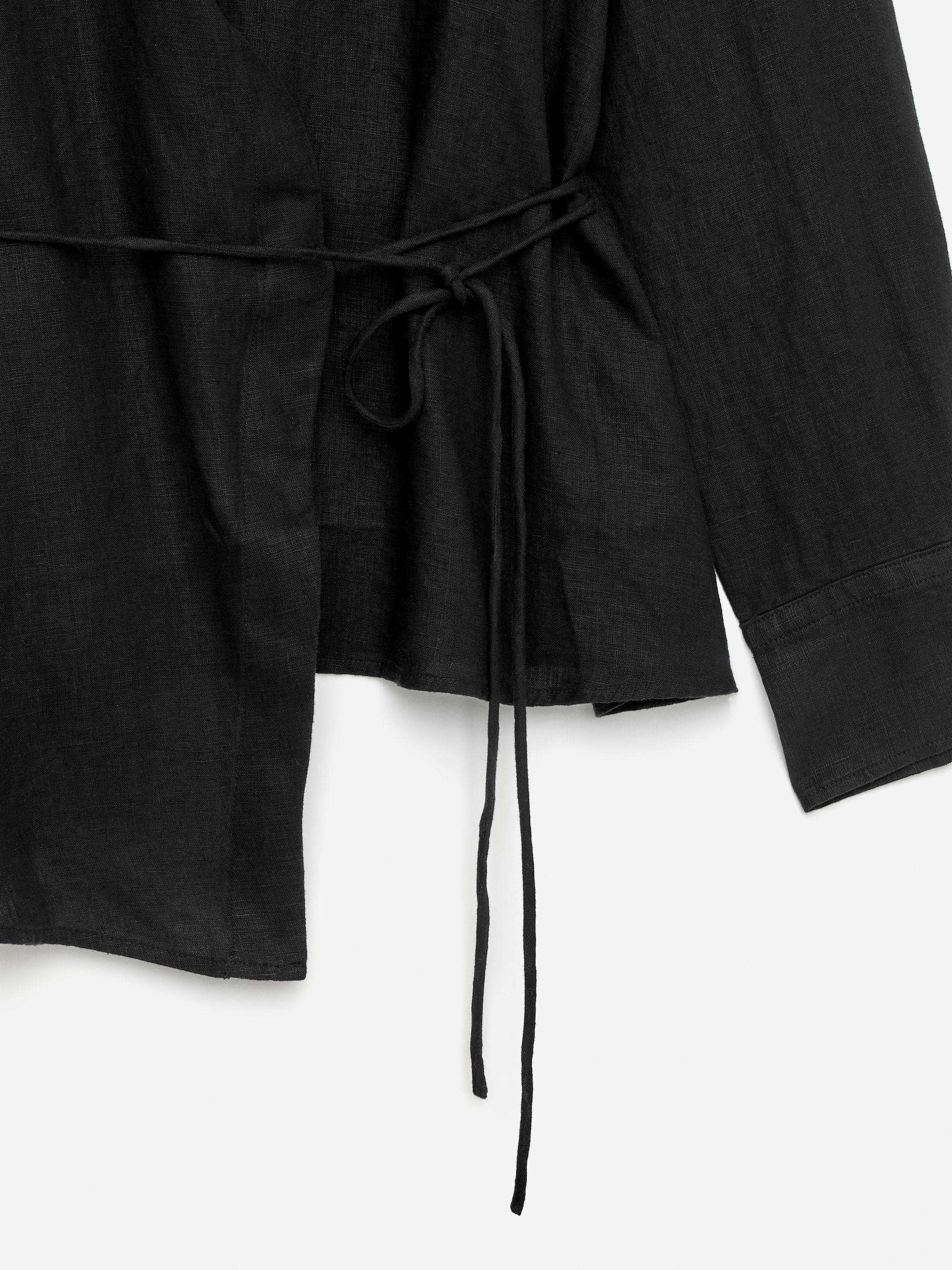 Wrap Linen Shirt - Black - Slim fit - Women - StillMedia/DescriptiveDetail - 1