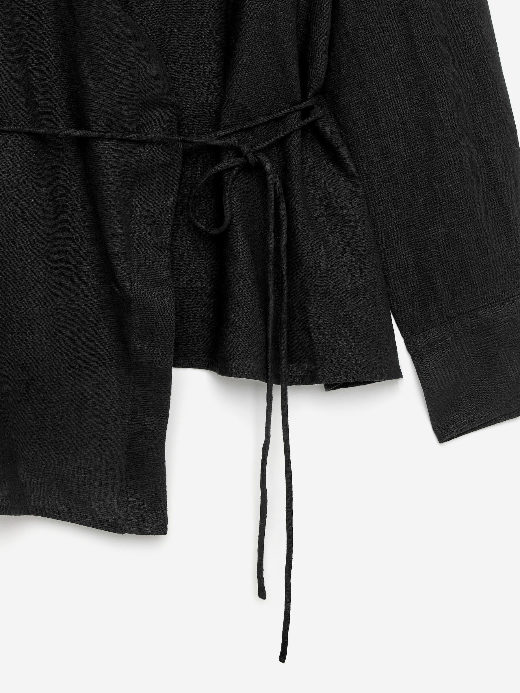 Wrap Linen Shirt - Black - Slim fit - Women - StillMedia/DescriptiveDetail - 1
