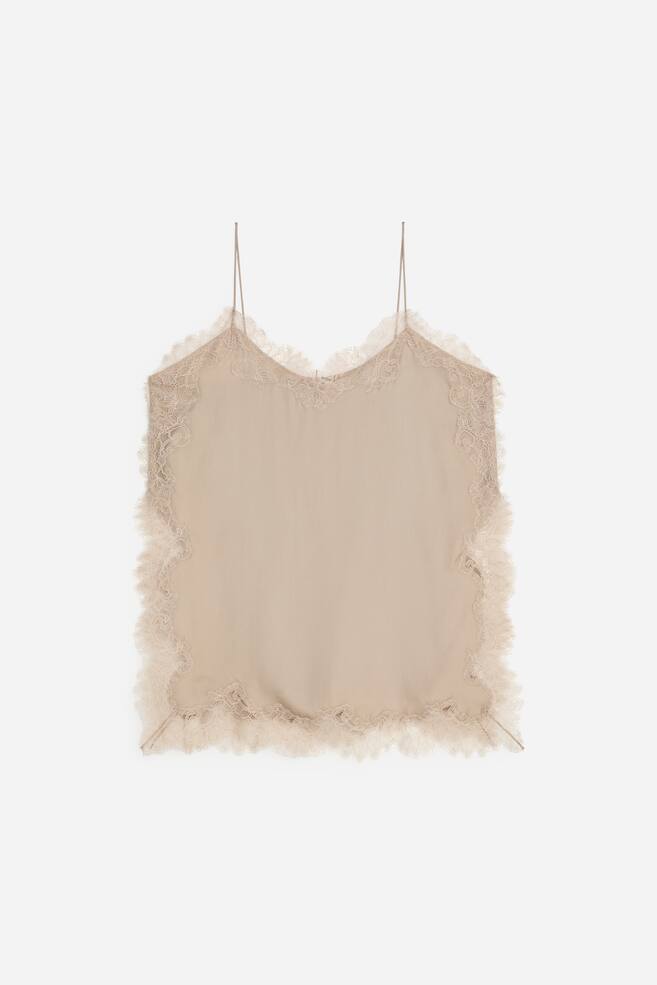 Lace-Detail Strap Top - Mole/Black - 1