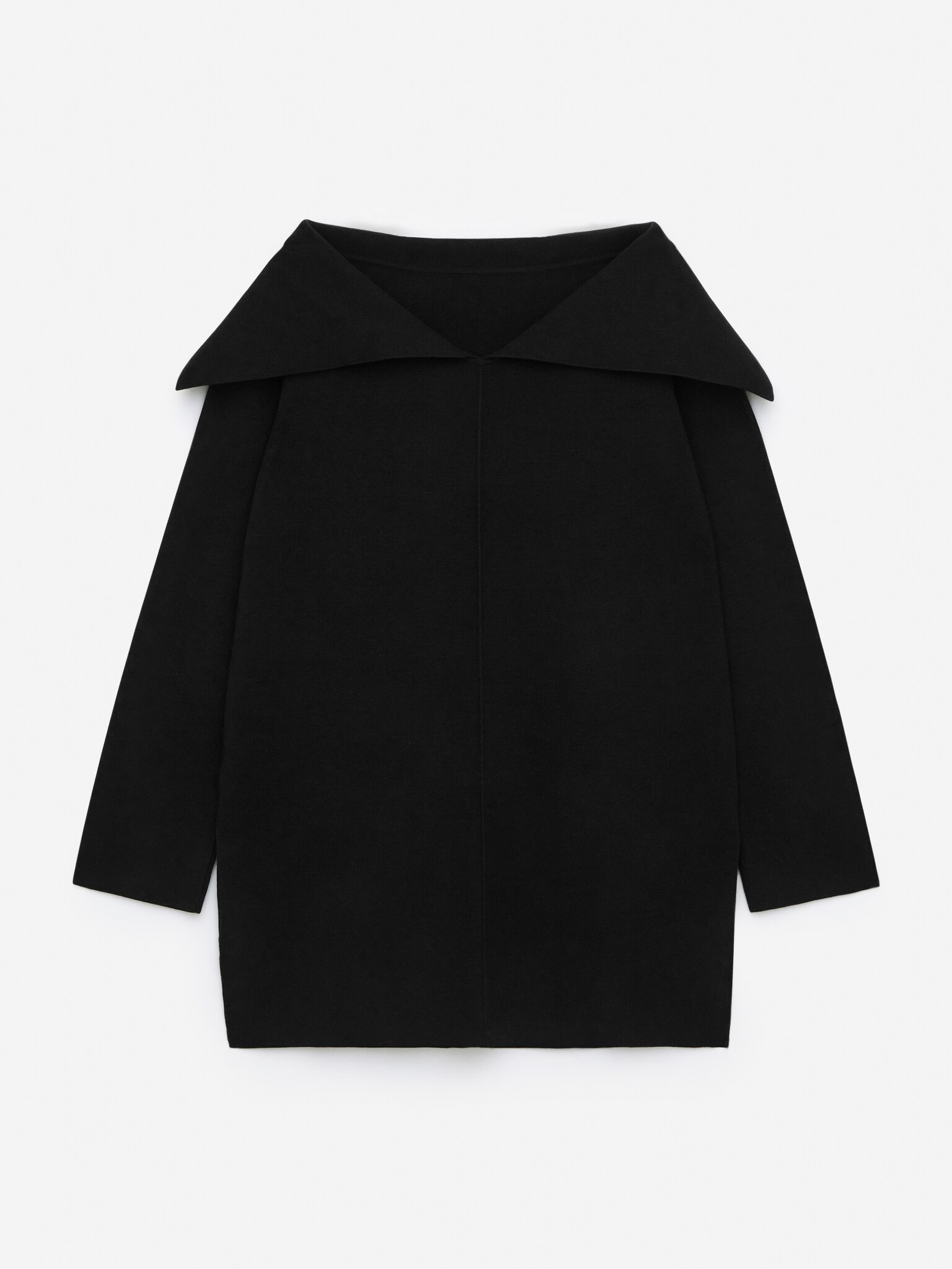 Fold-Over Collar Tunic - Black - 2