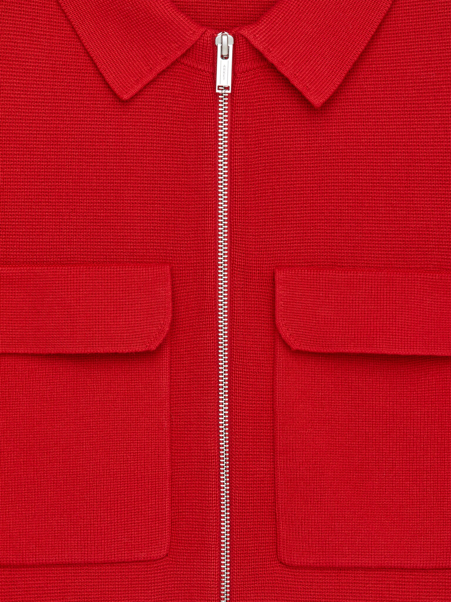 Pletená bavlněná bunda - Červená/Off White/Tmavě béžová - 2