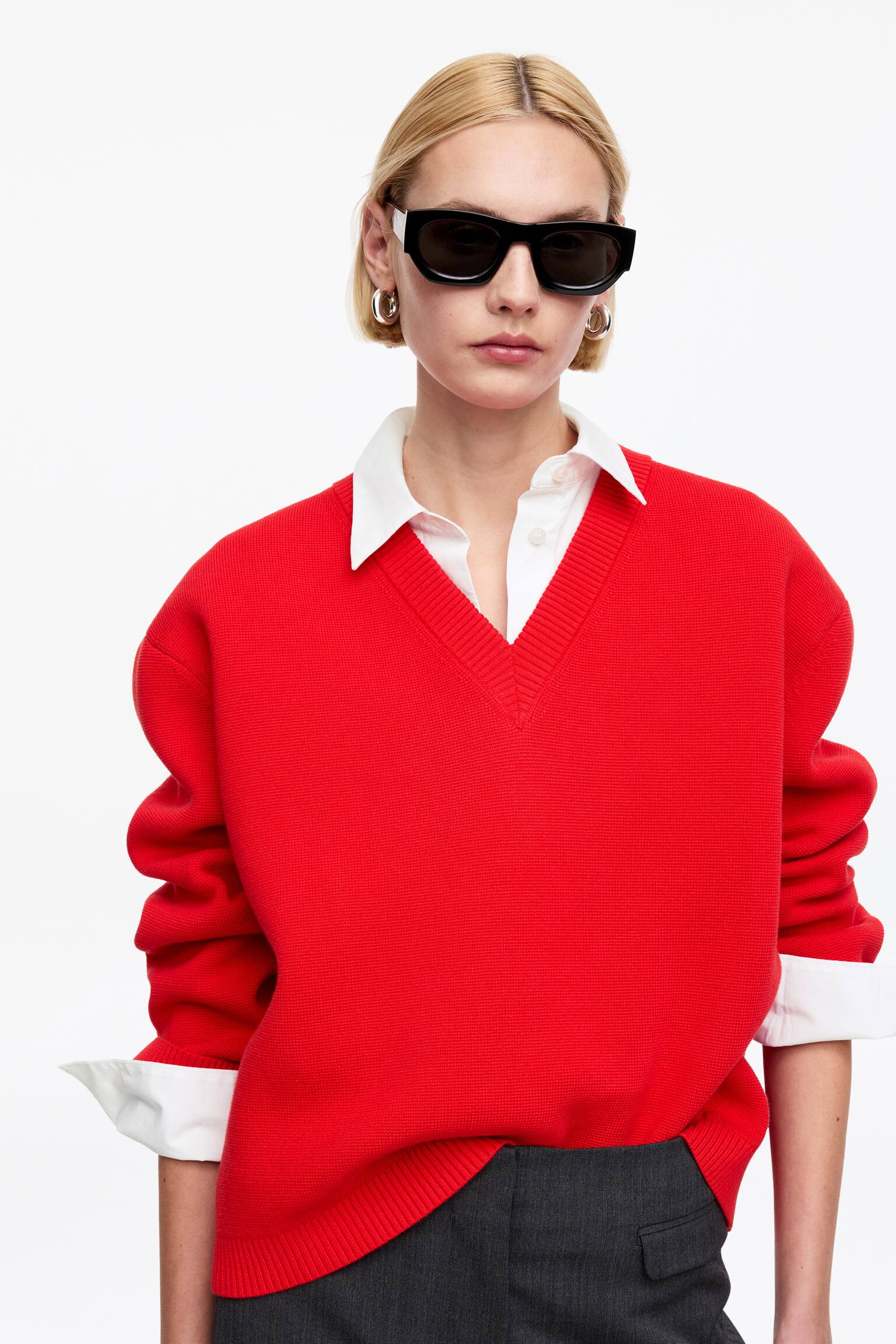 Regular-Fit Poplin Shirt - Wit/Bordeauxrood - 4