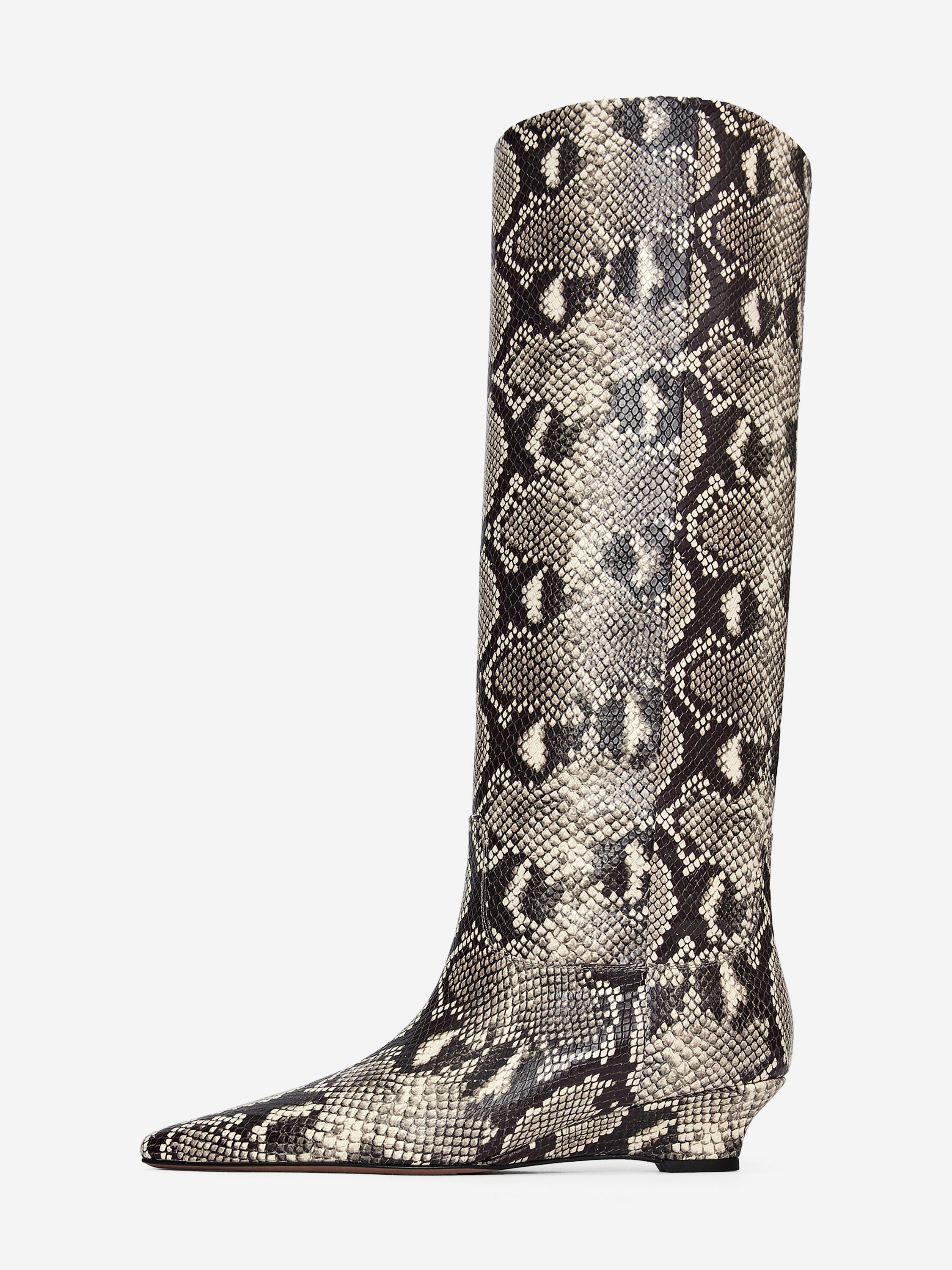 Lederstiefel mit Keilabsatz - Beige/Schwarz - Women - StillMedia/DescriptiveStillLife - 6