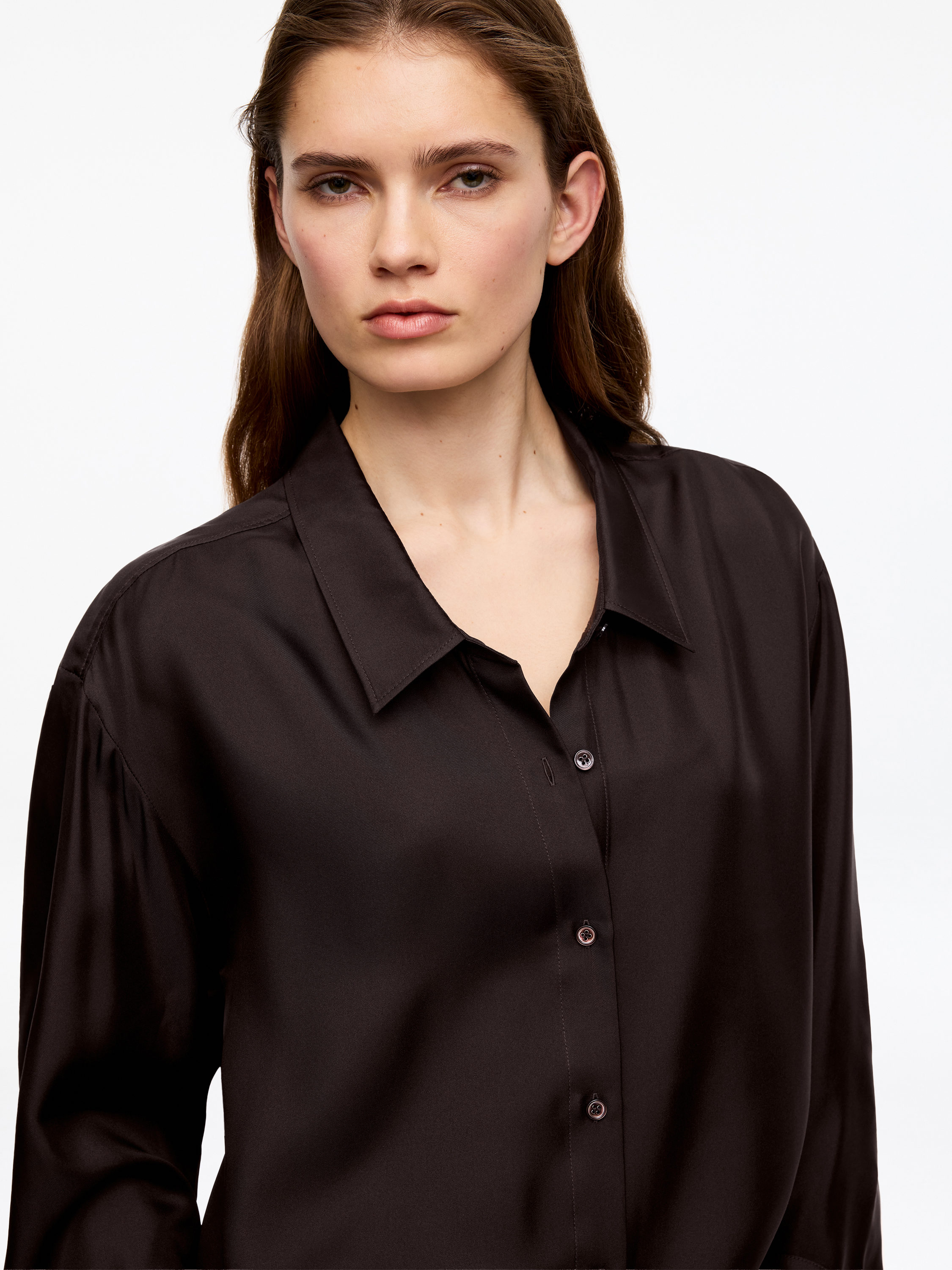 Silk Twill Shirt – Black – Women – ARKET NO