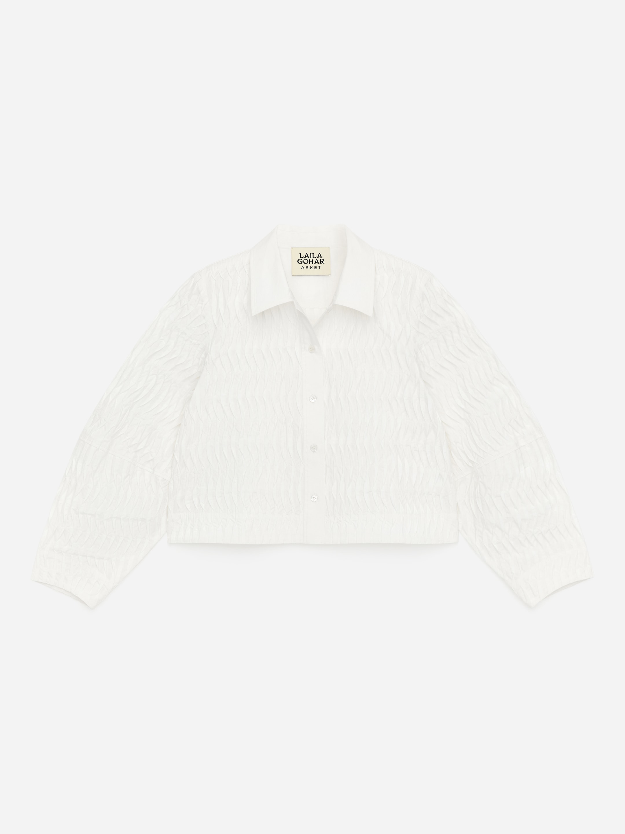 ARKET and Laila Gohar Pleated Overshirt-#F4F3E9-18779