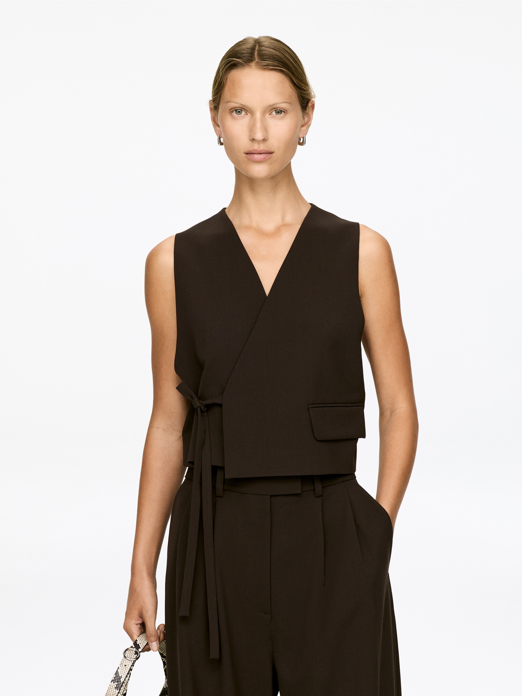 Agrandir l'image: Gilet raccourci - Marron foncé - FEMME | H&M FR 1