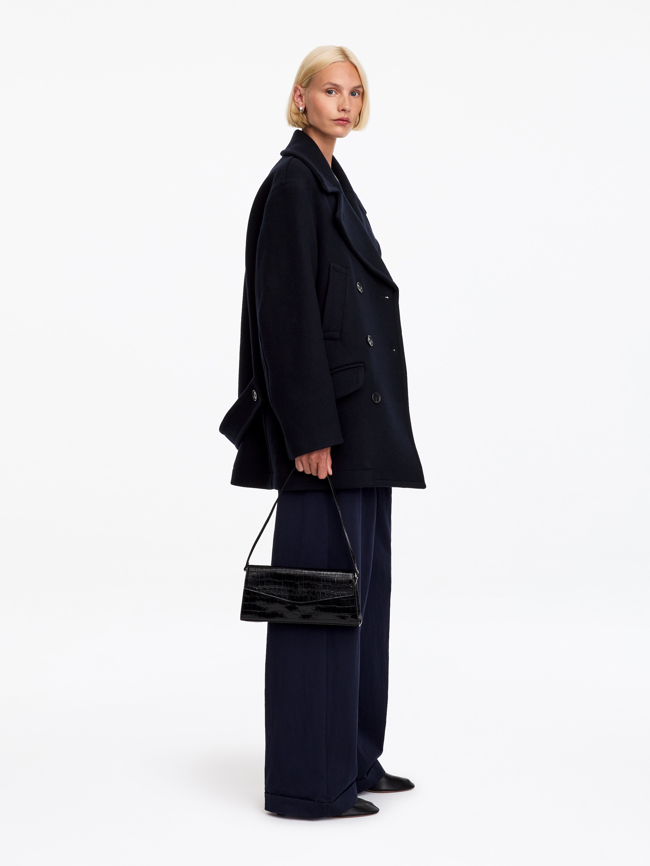 Abrigo marinero en mezcla de lana - Azul oscuro - Corte holgado - women - StillMedia/Lookbook - 5