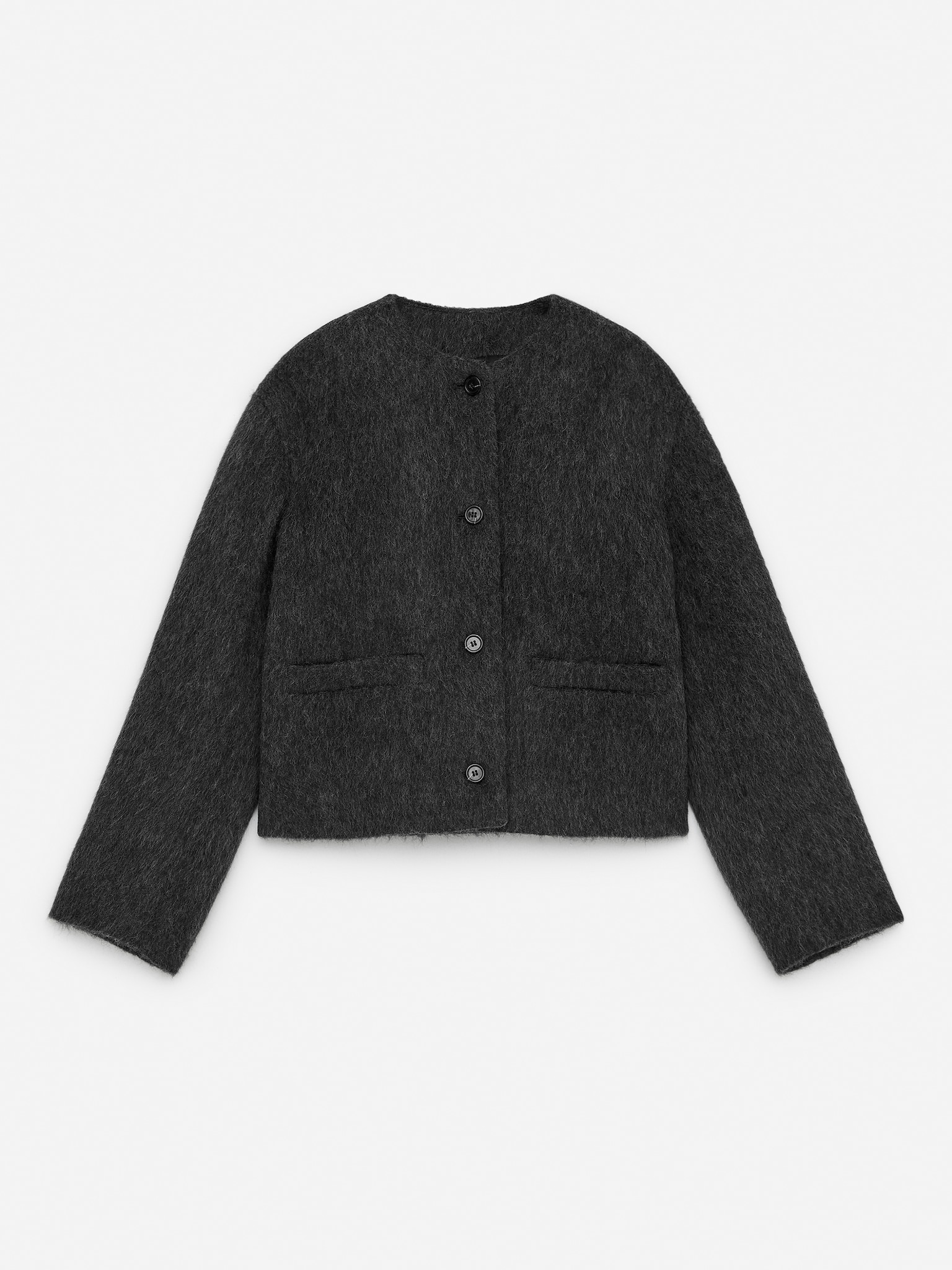 Brushed Wool-Blend Jacket - Dark Grey/Dark Beige
