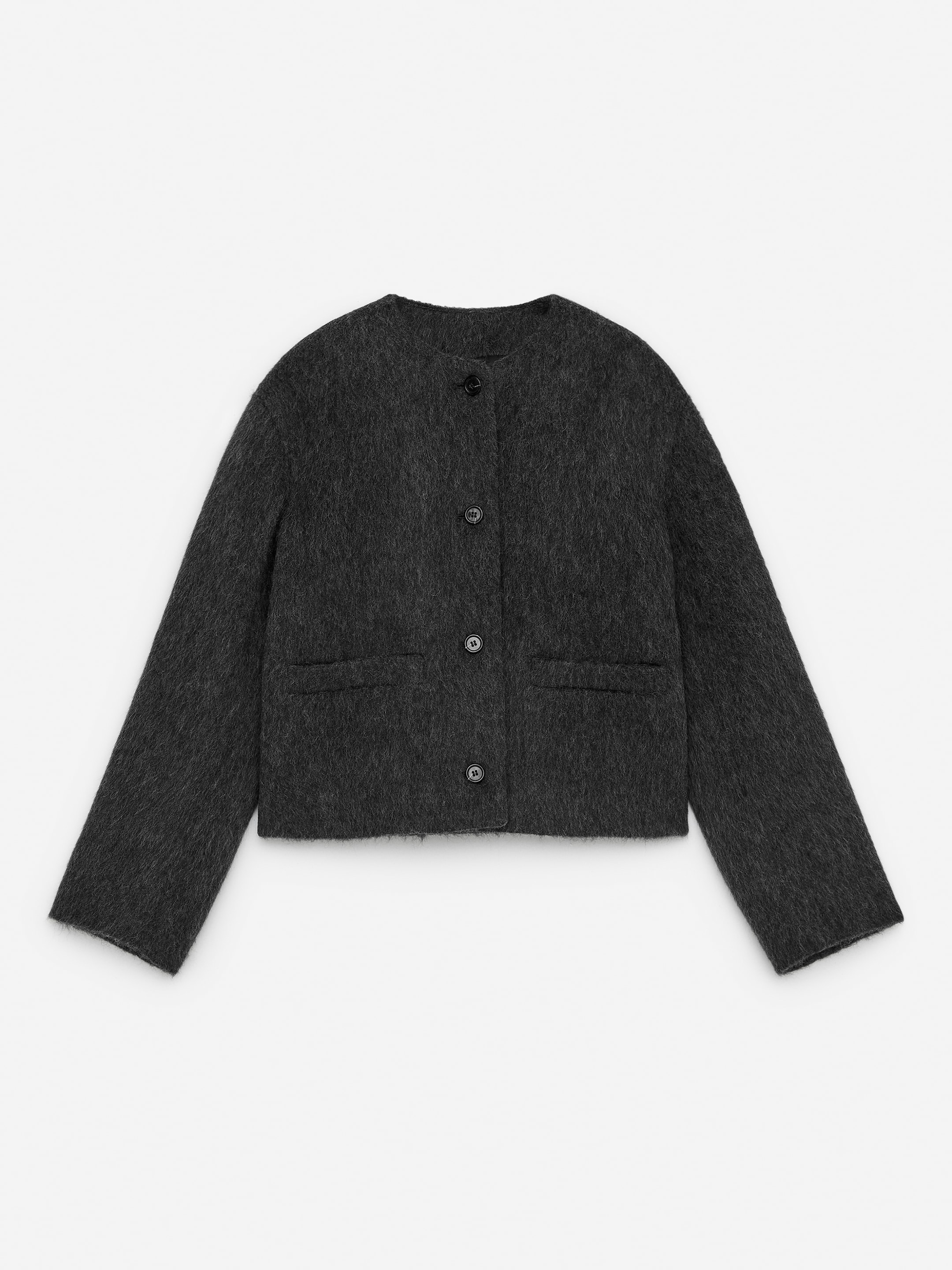 Visa större bild: Jacka i borstad ullblandning - Mörkgrå - DAM | H&M SE 1
