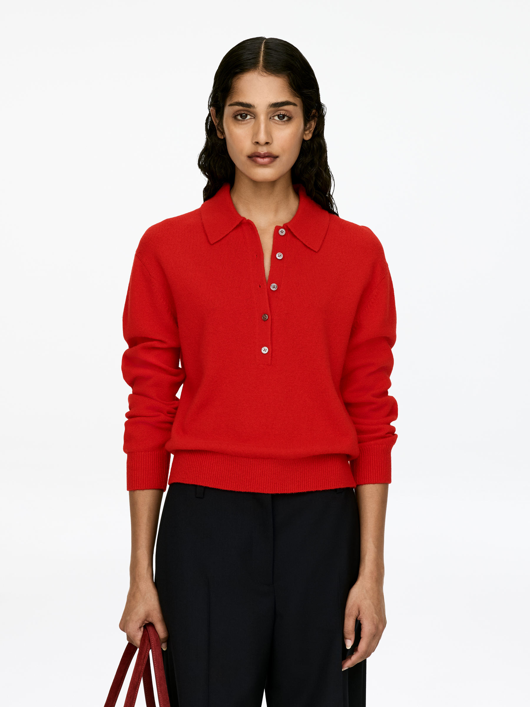 Polopullover aus Wolle - Rot - Loose Fit - Damen - StillMedia/Lookbook - 3