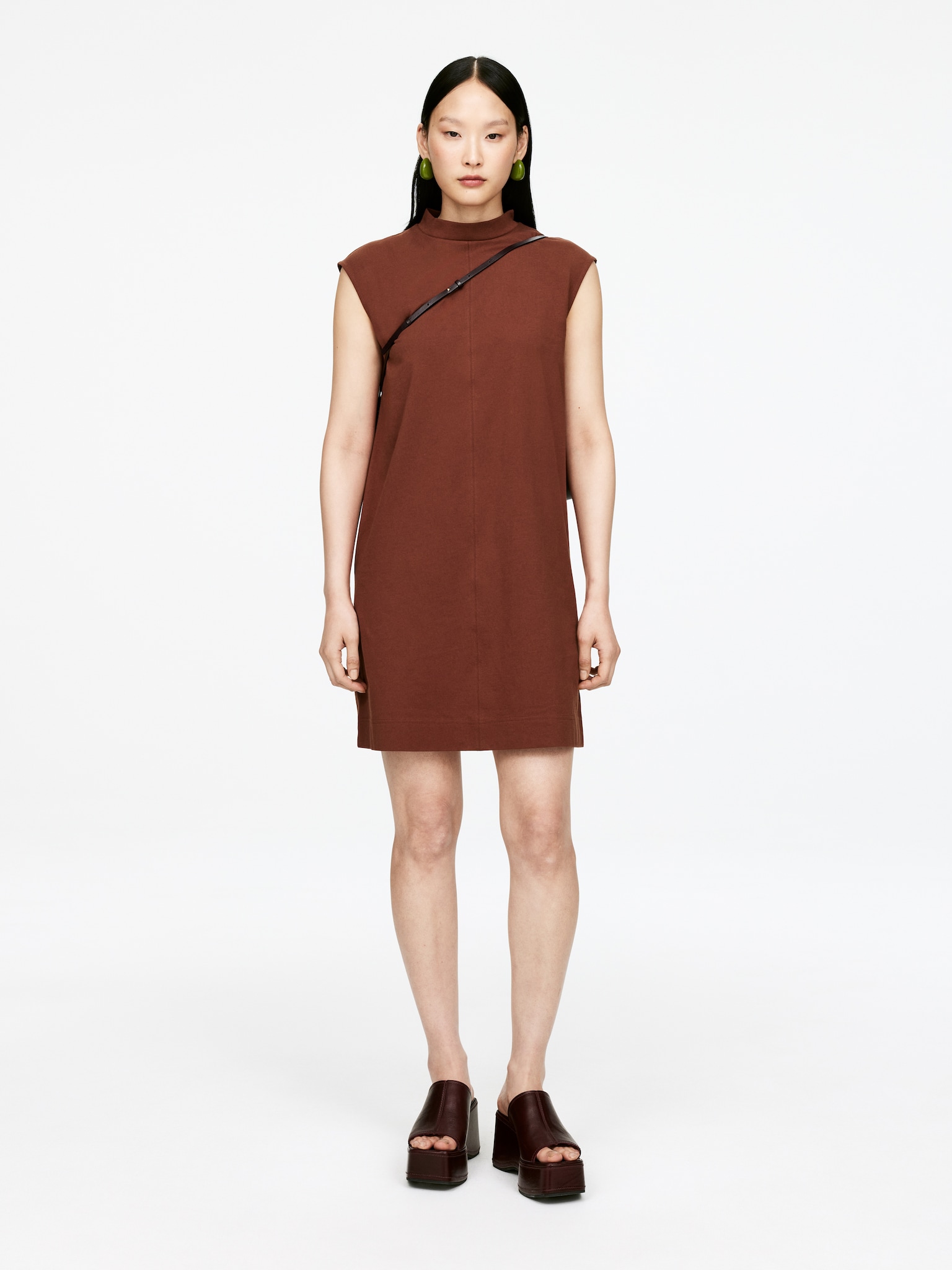 Robe courte à mancherons - Rouille/Noir