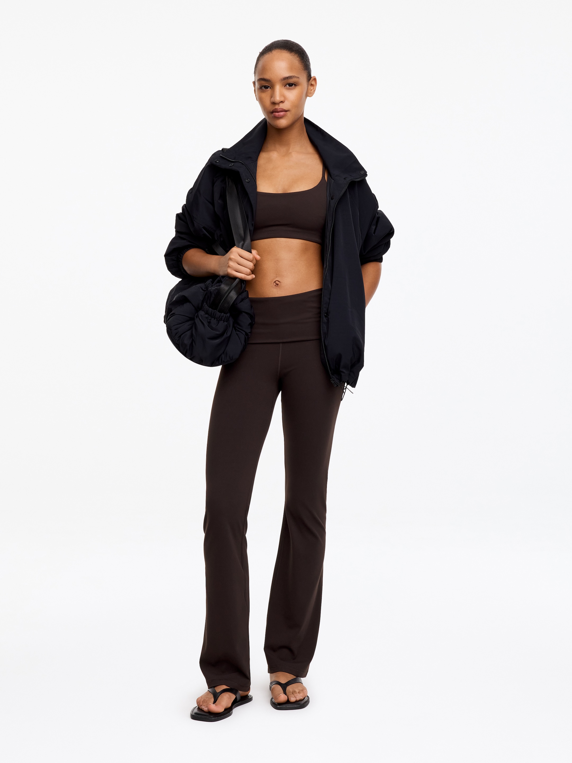 Flared Leggings-Brown-20063