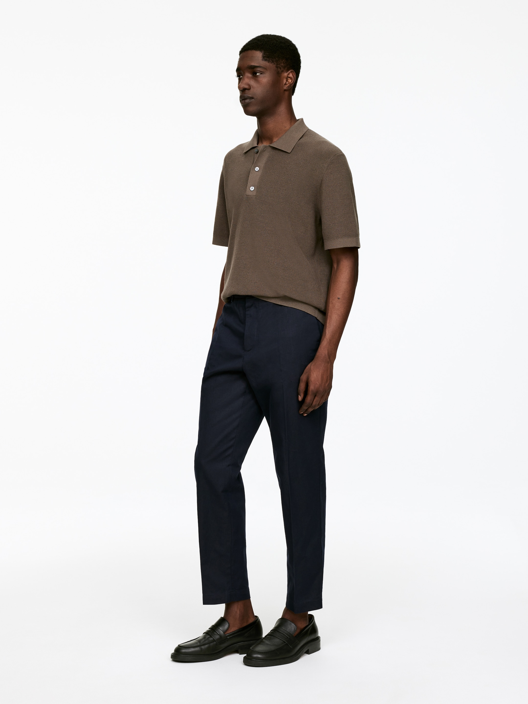 Agrandir l'image: Pantalon classique 7/8 en coton et lin - Bleu foncé - HOMME | H&M BE 3