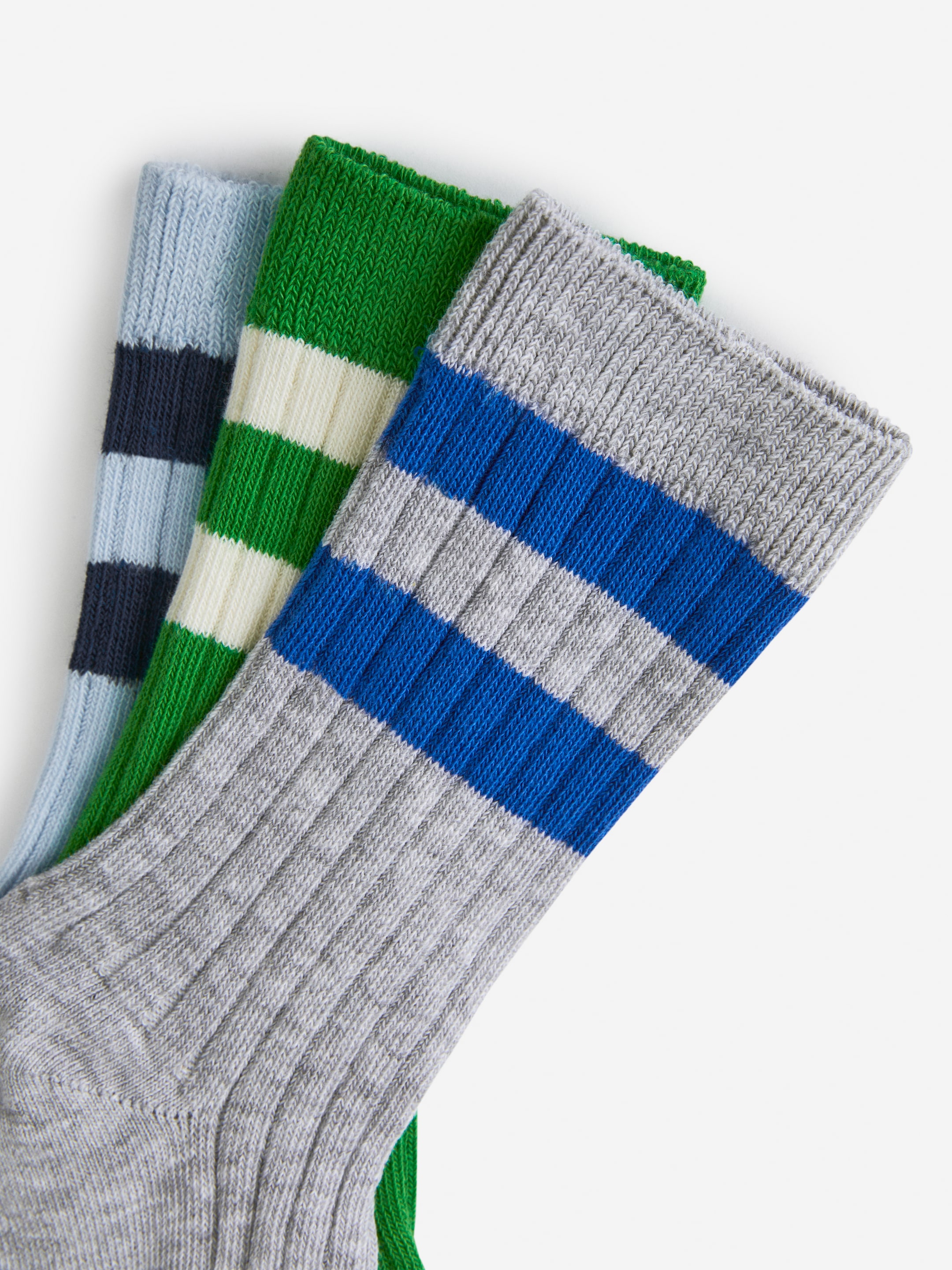 Rib Knit Socks Set of 3 - White/Striped - Children - StillMedia/DescriptiveDetail - 3