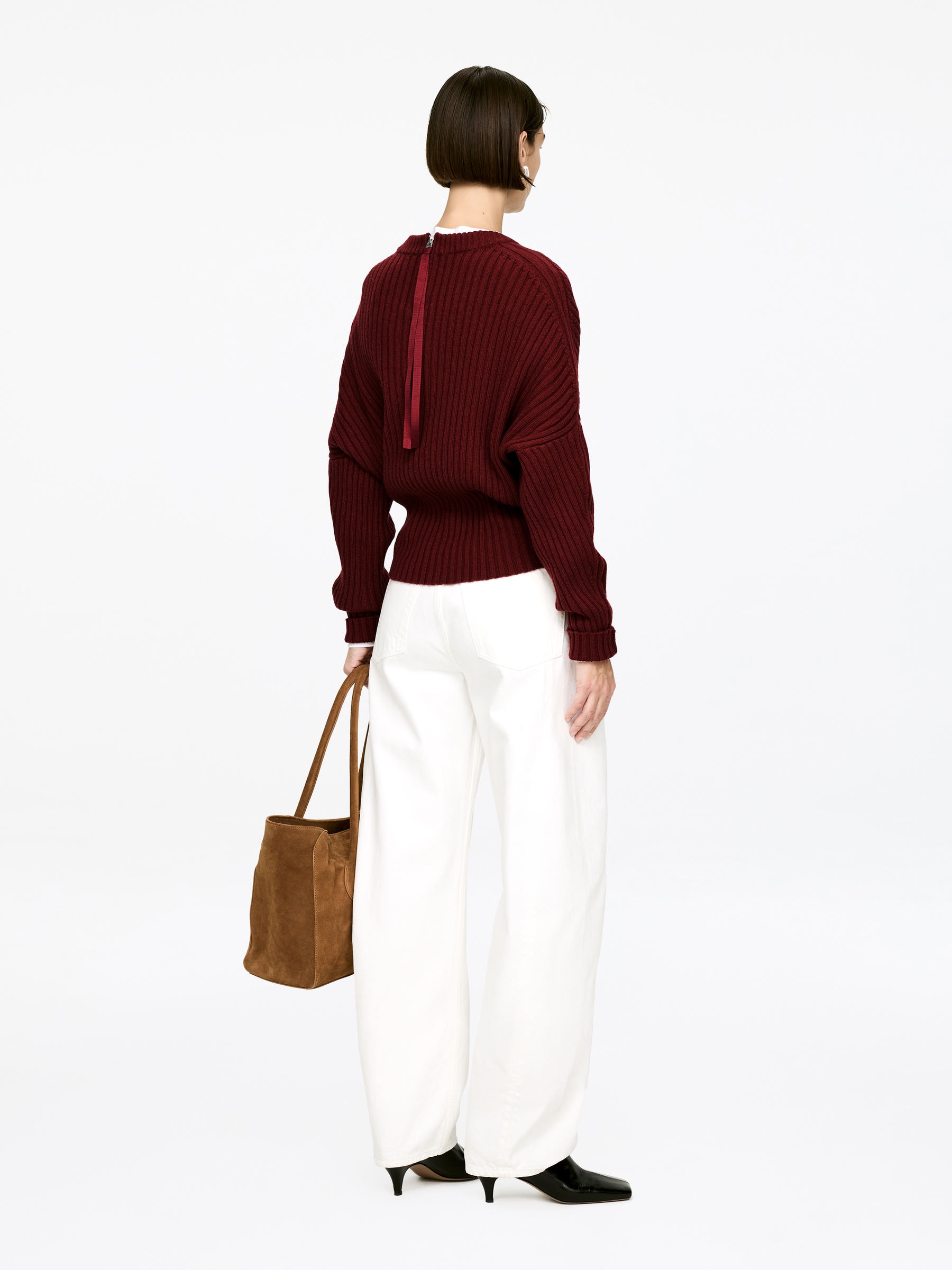 Zip-Detail Wool Jumper - Dark Red - Regular fit - Women - StillMedia/Lookbook - 3