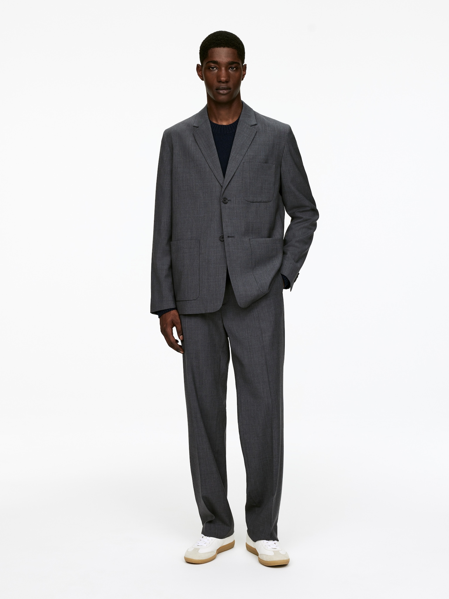 Blazer in lana - Grigio mélange
