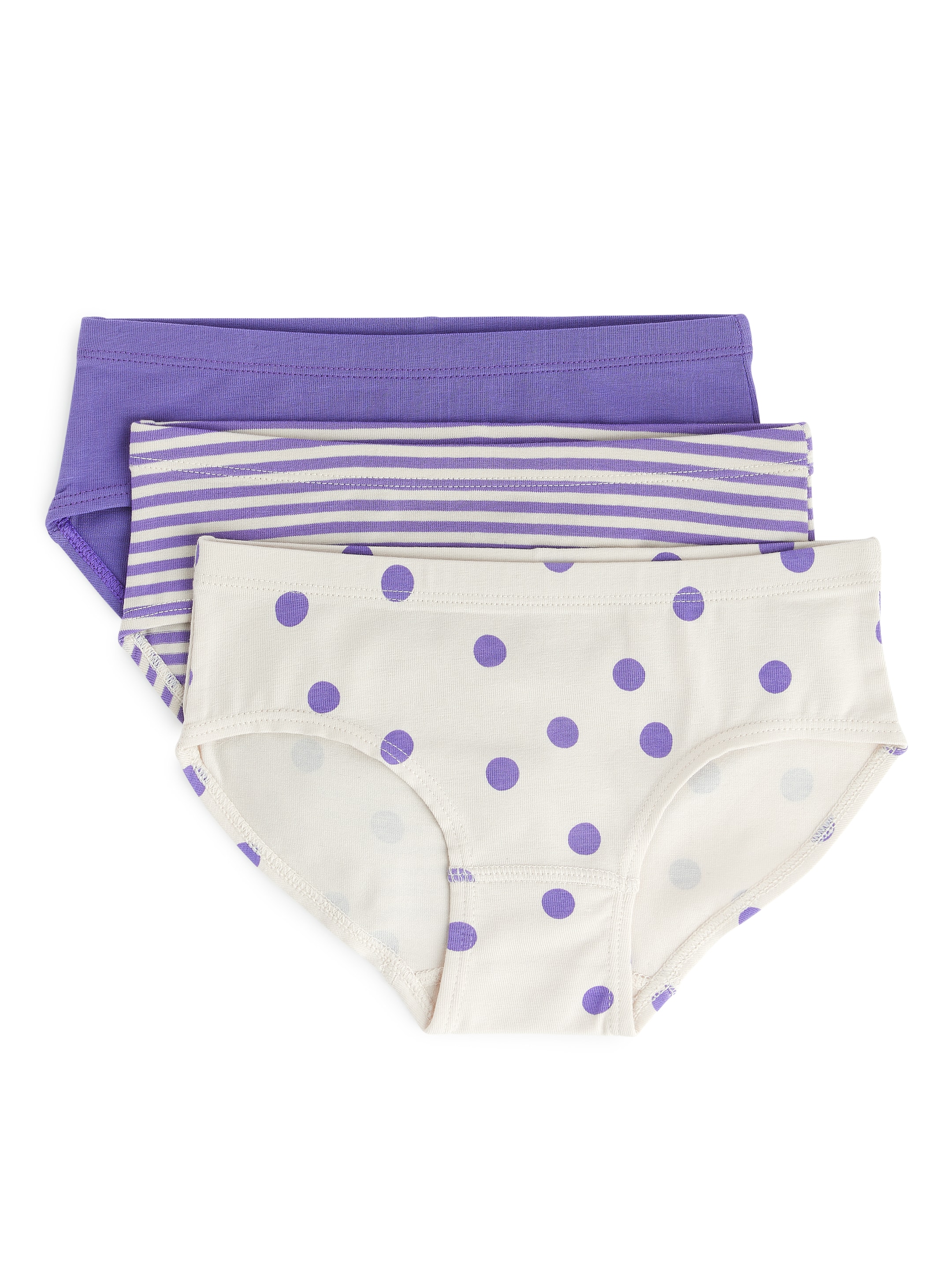 Trosor i bomullstrikå, 3-pack - Lila/Prickig/Randig - Regular fit - Children - StillMedia/DescriptiveStillLife - 4