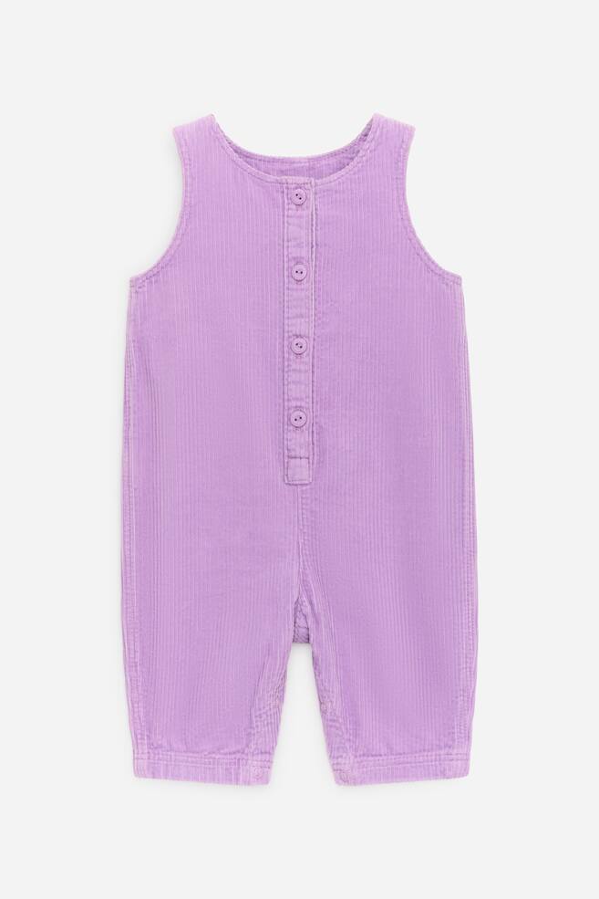 Corduroy jumpsuit - Lila/Donkergroen - 1