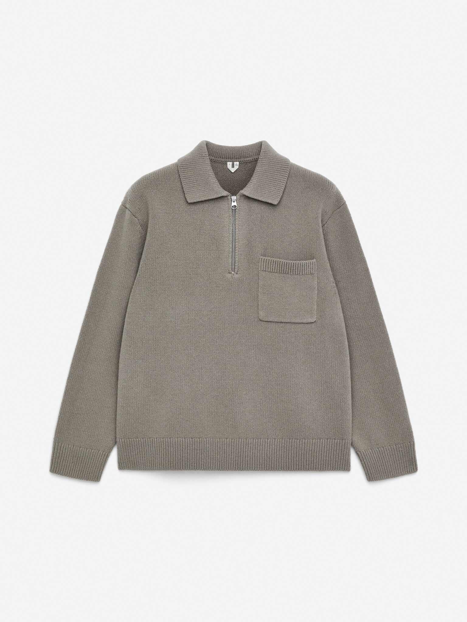 Gebreid wollen poloshirt met rits - Taupe/Zwart/Grijs/Donkergroen/Bruin - 2