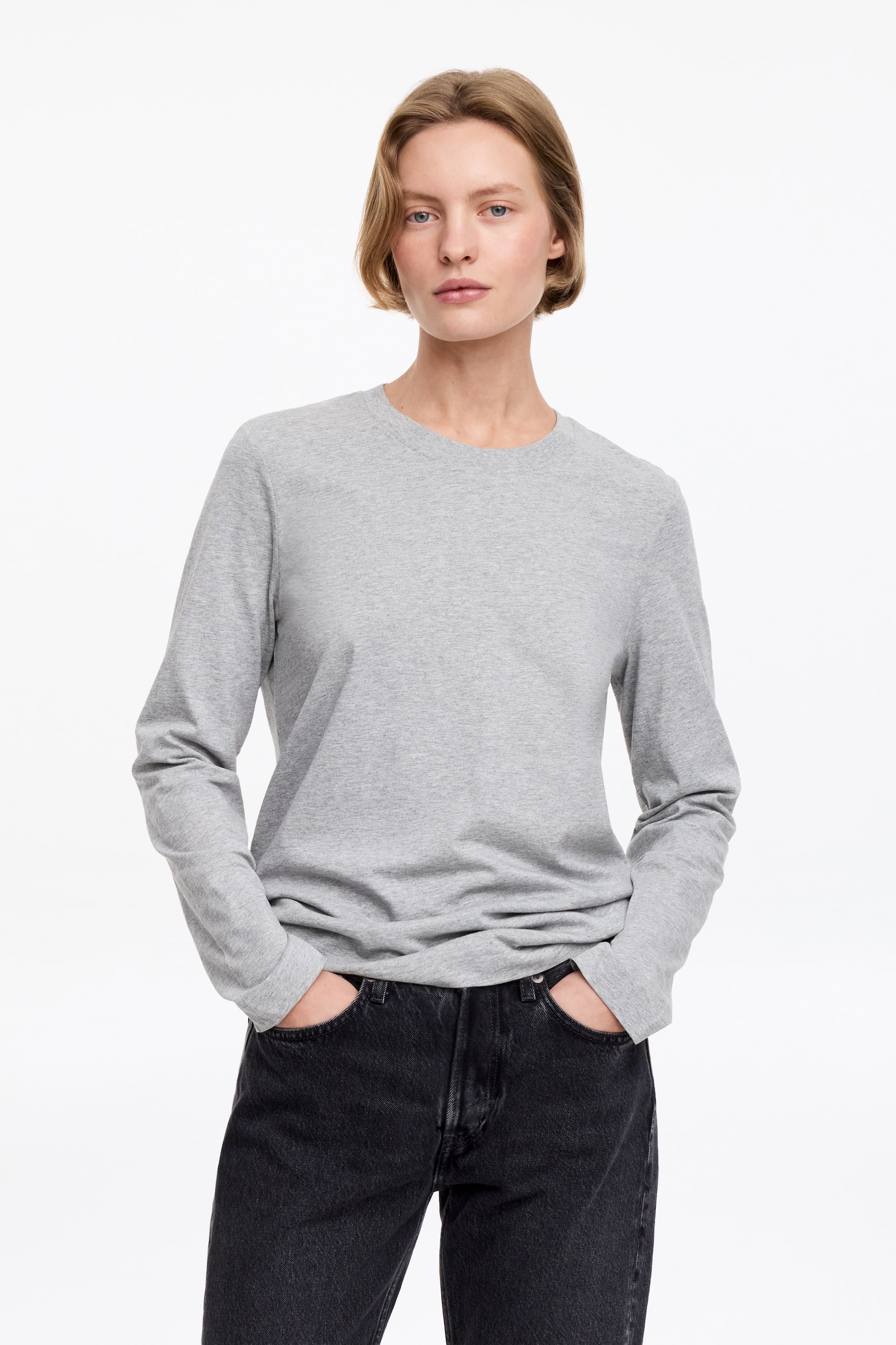 Visa större bild: Signature långärmad t-shirt - Grå - DAM | H&M FI 1