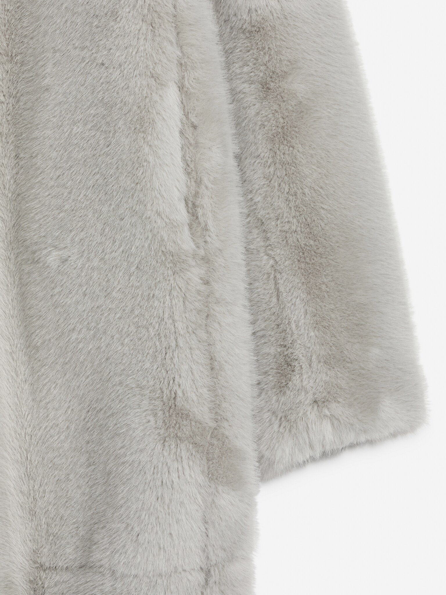 Faux Fur Coat - Grey - 3