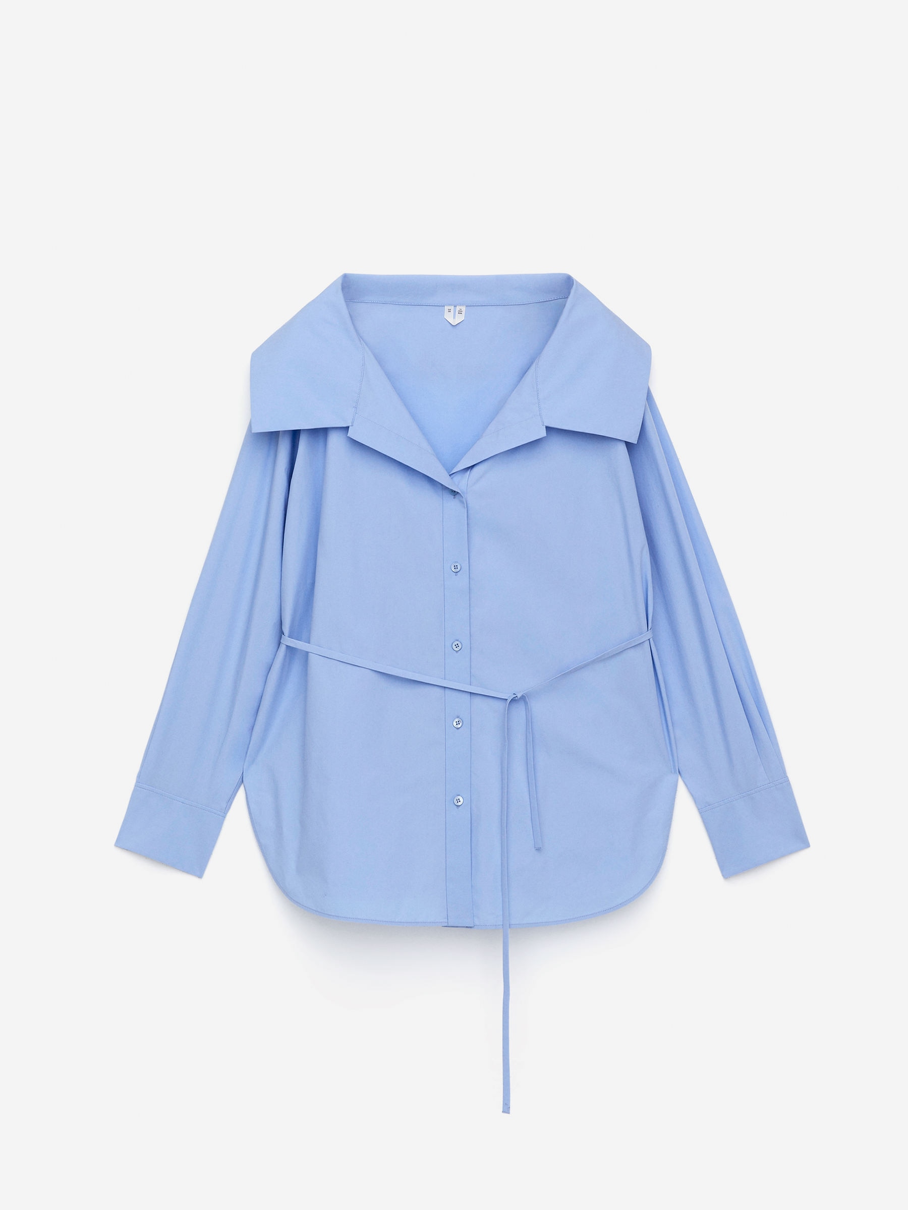 Wide-Collar Blouse-Blue-16477
