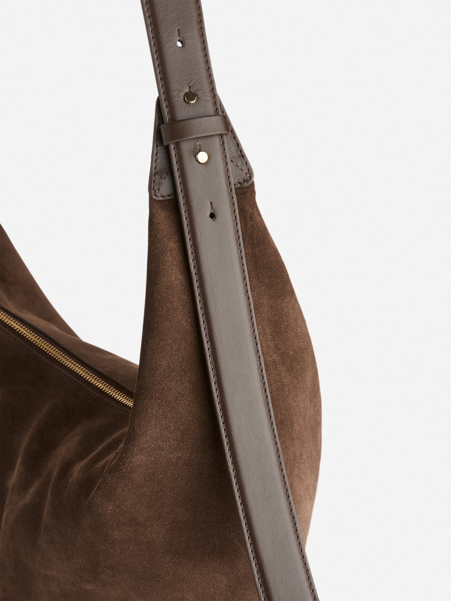 Sac en daim incurvé - Marron/Vert kaki - 4