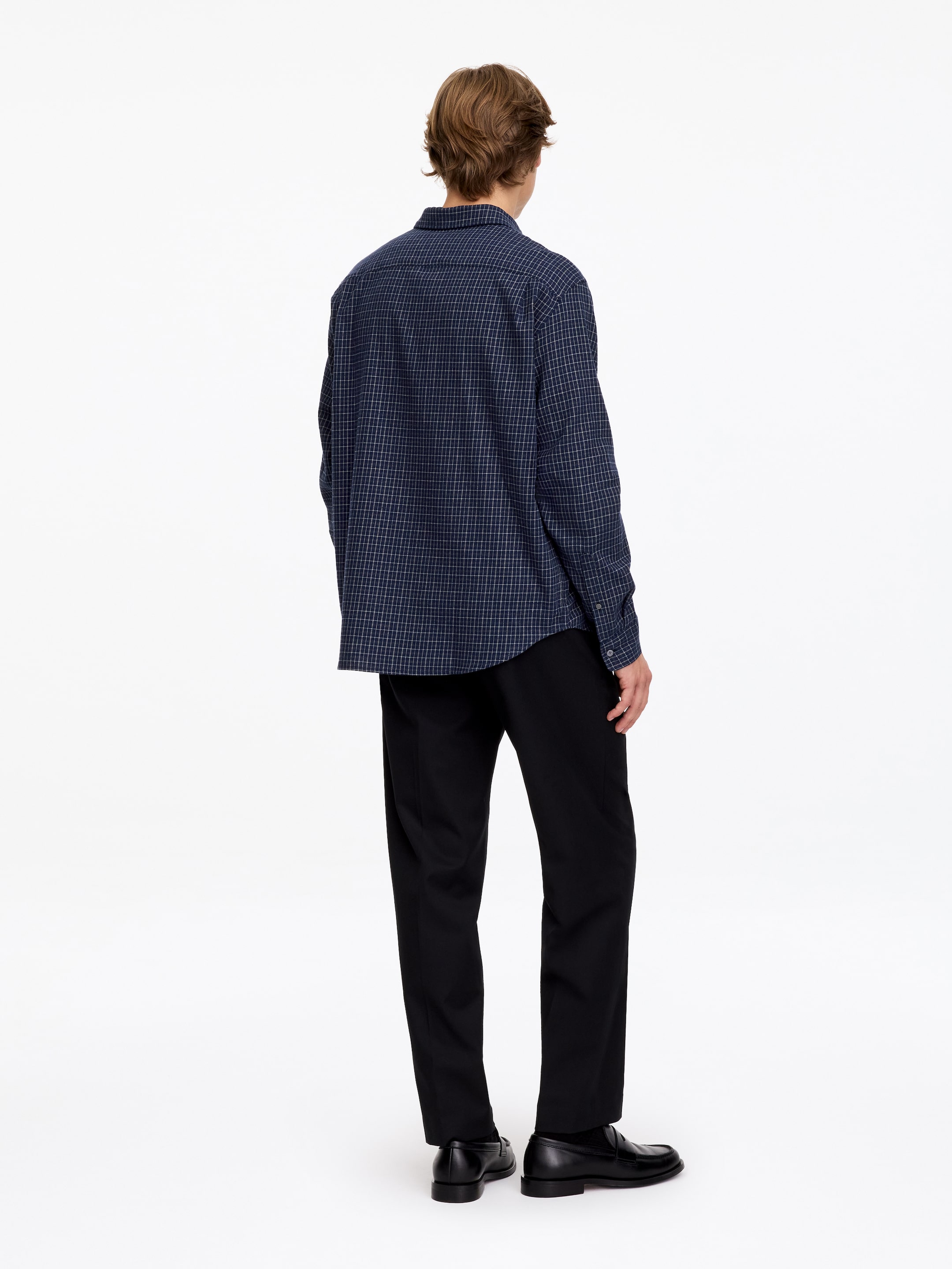 Camisa de franela cepillada - Azul marino oscuro - Corte relajado - men - StillMedia/Lookbook - 5
