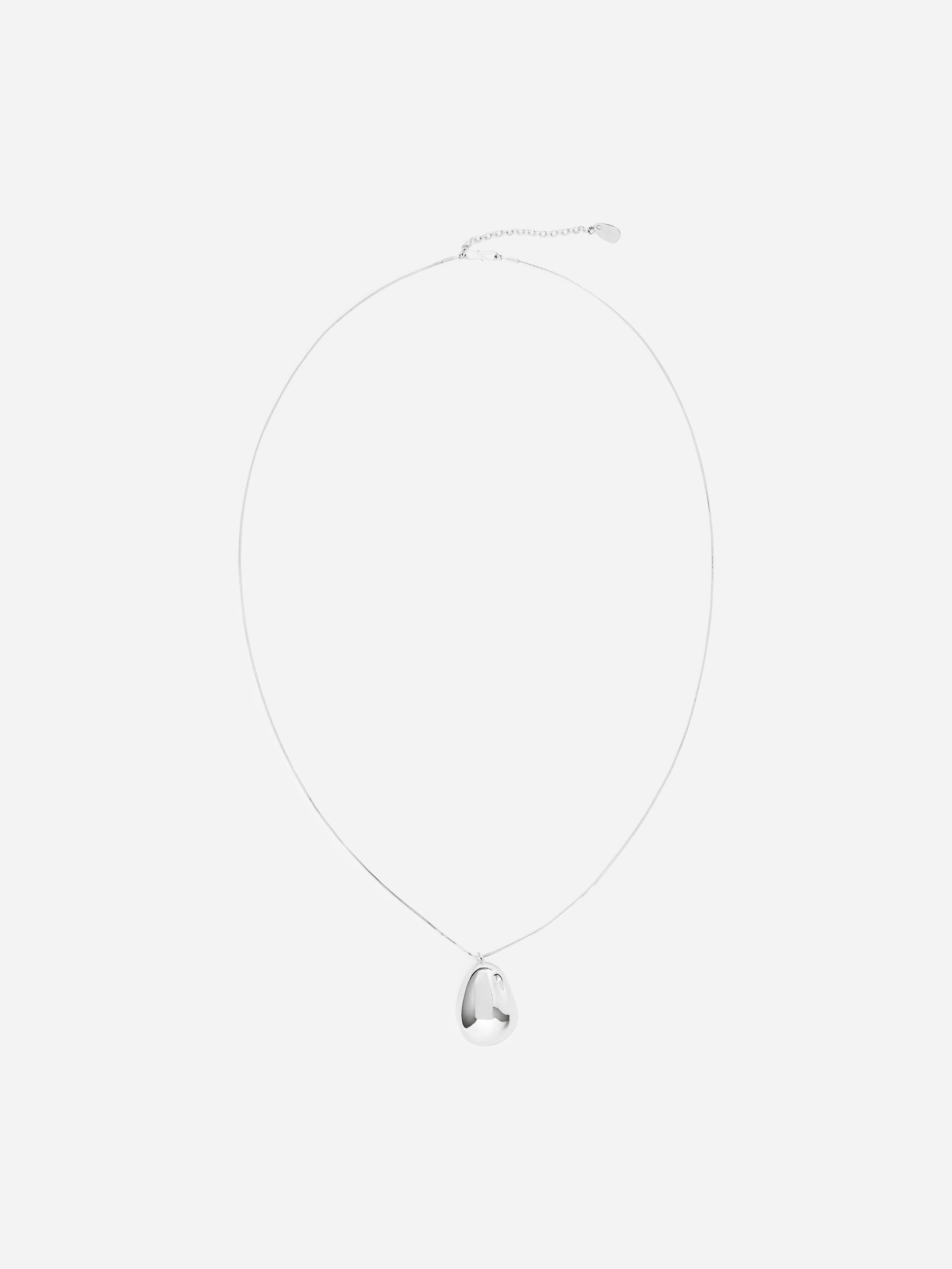 Silver-Plated Pendant Necklace-#DFDEDE-17961