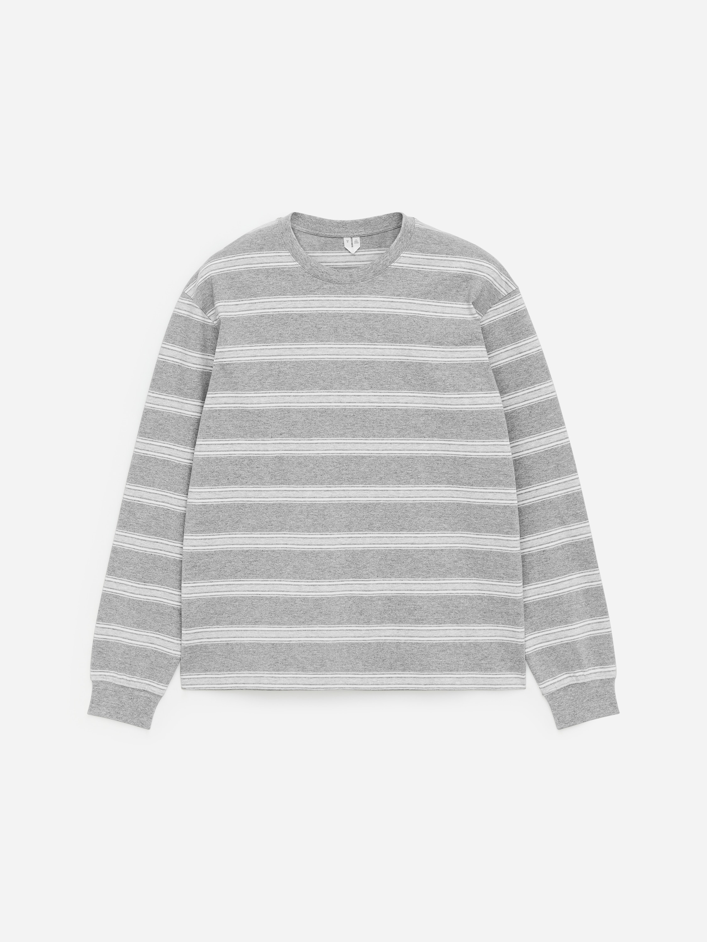 T-shirt de manga comprida descontraída - Cinzento/Branco