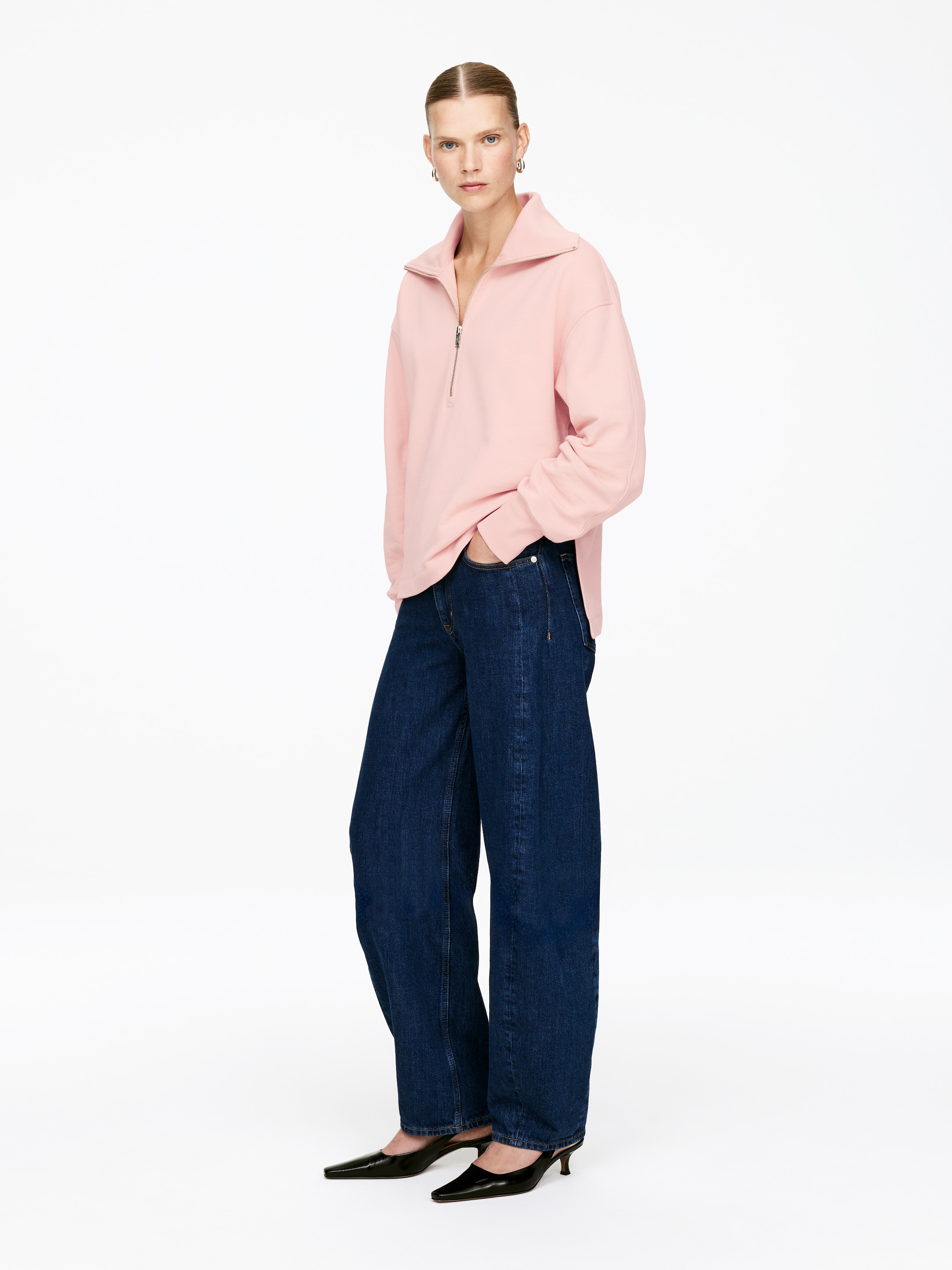 View larger image: Half-Zip Sweatshirt - Peach - Ladies | H&M GB 3