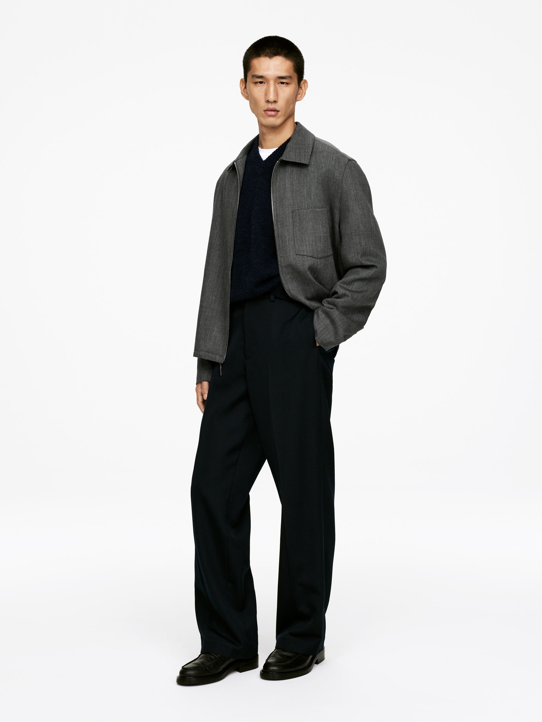 Tröja med lös passform i alpacka och ull - Mörkblå - Relaxed fit - Men - StillMedia/Lookbook - 4