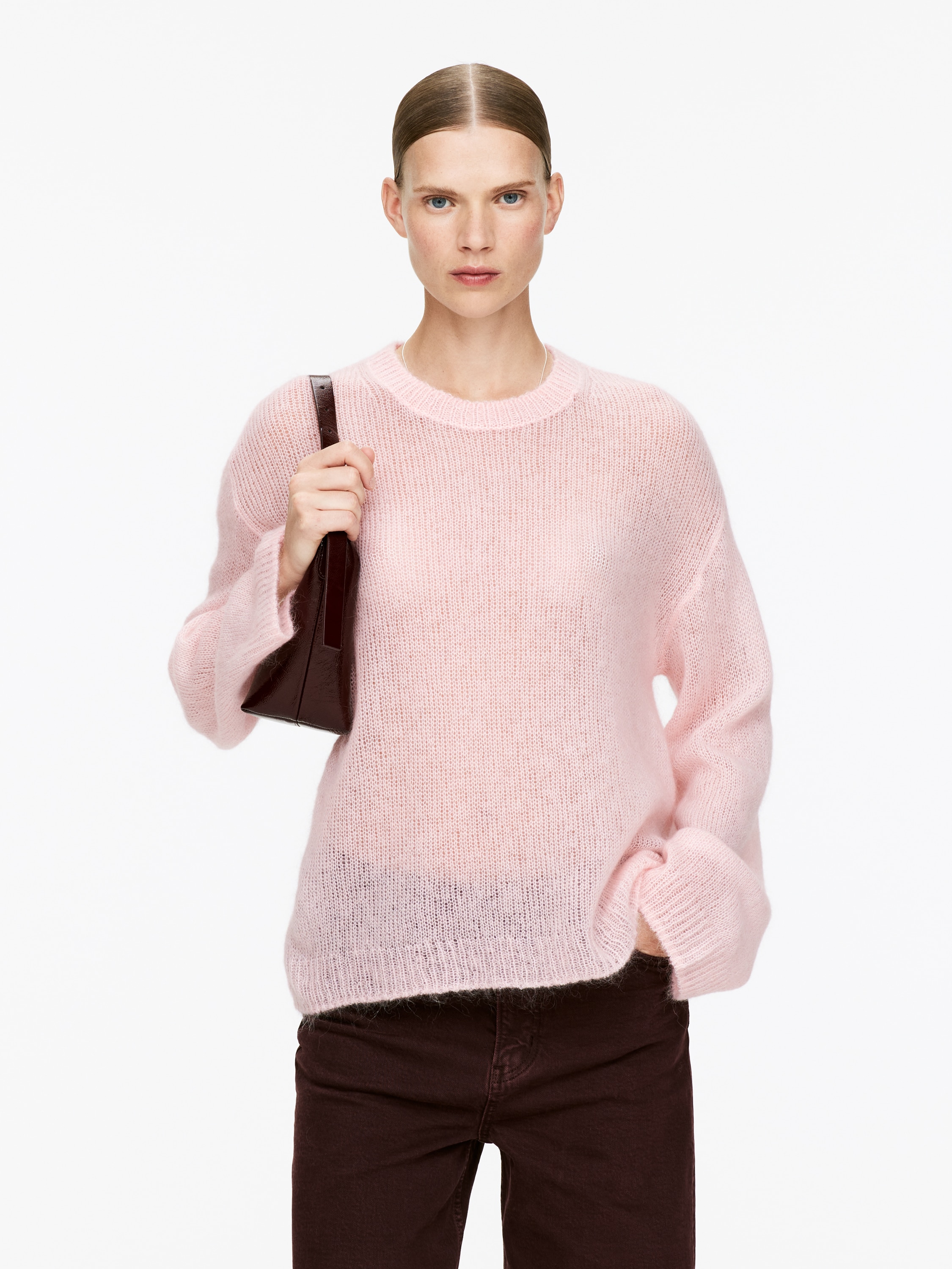 Wool-Mohair Blend Jumper - Rózsaszín/Kék