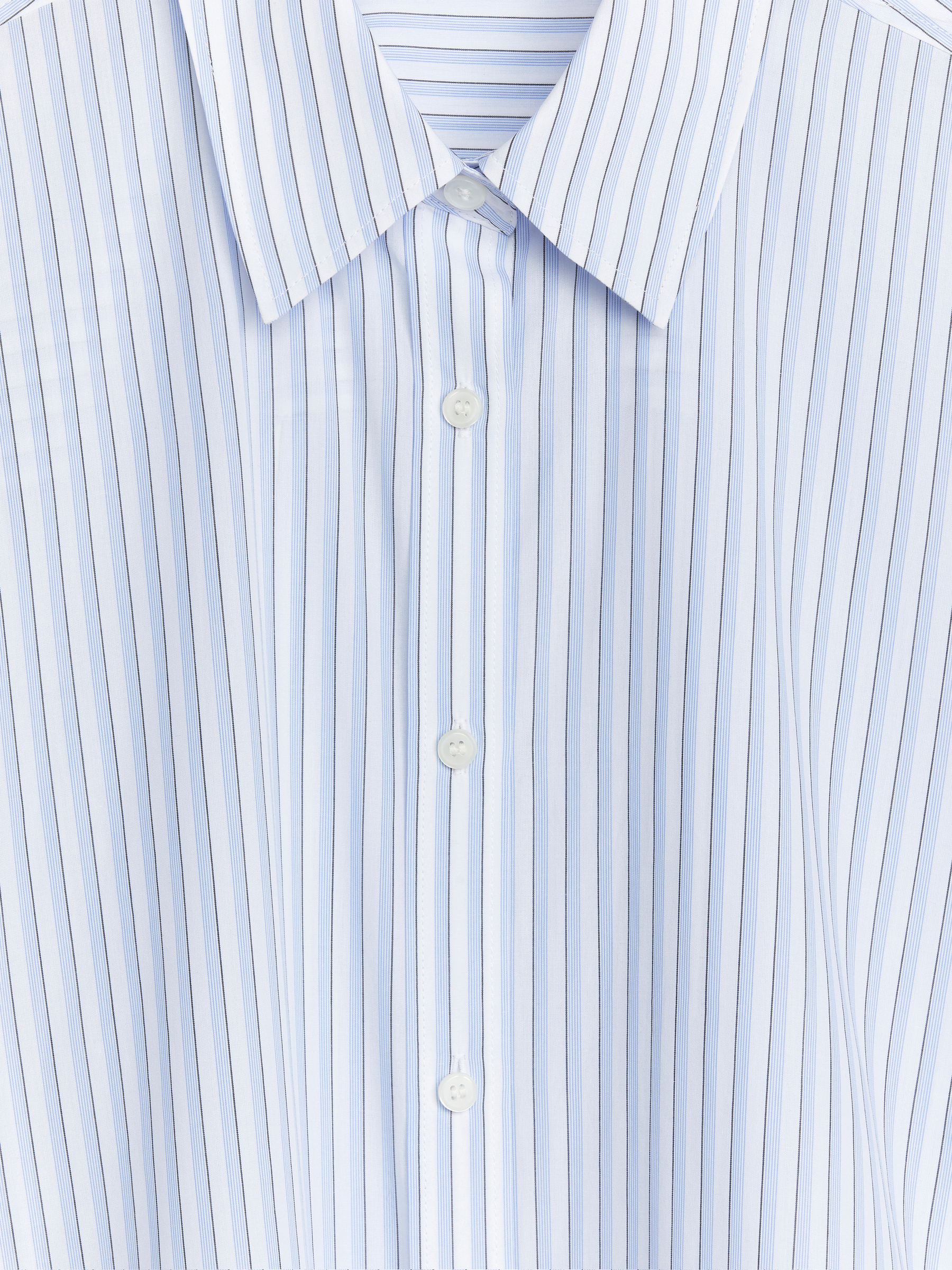 Relaxed Cotton Shirt - White/Blue - Loose fit - Women - StillMedia/DescriptiveDetail - 1