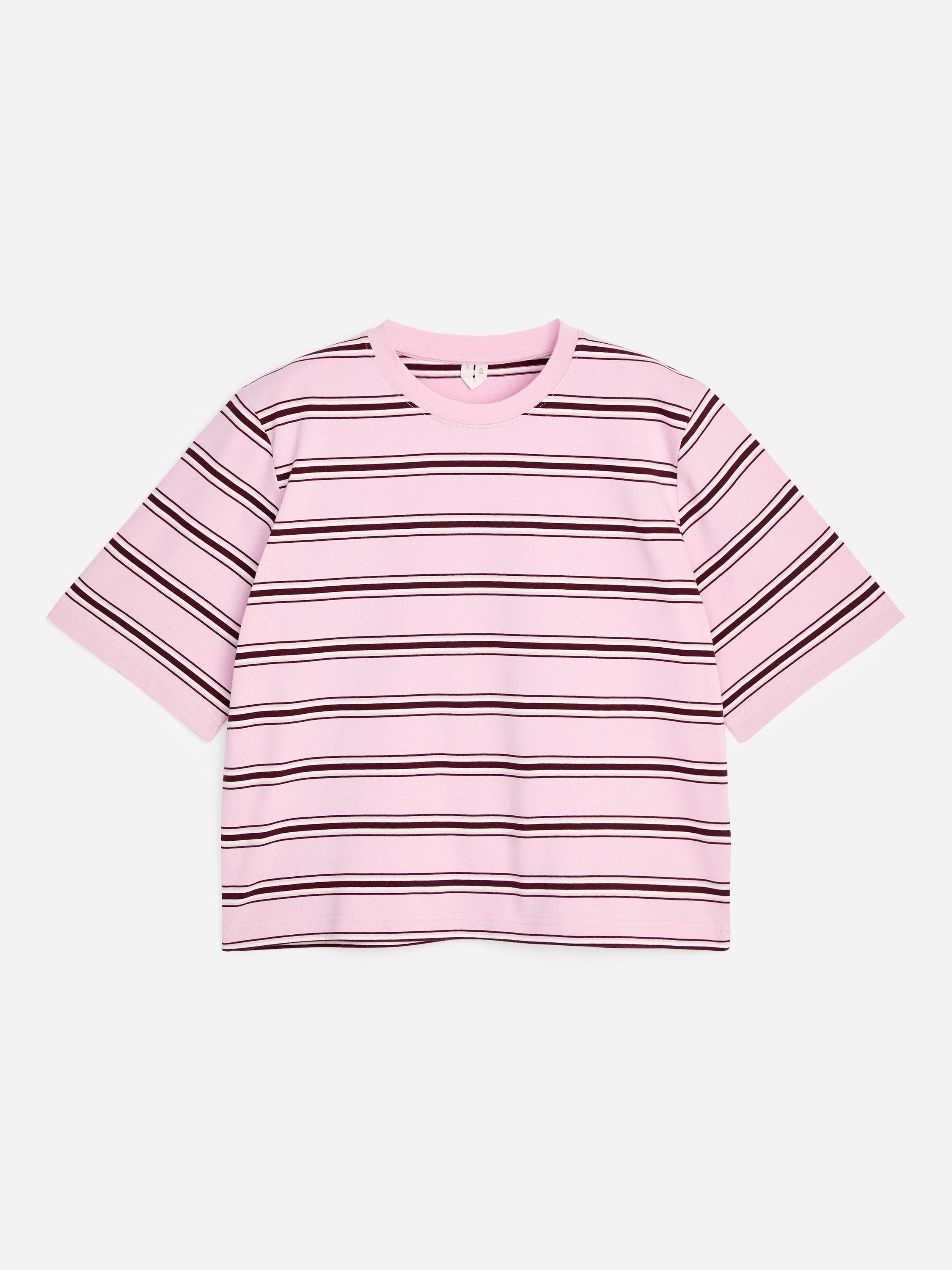 Tricou Semnătură Boxy - Roz/Dungi/Roz/Negru/Alb/Maro/Alb/Maro/Roșu/Alb-crem