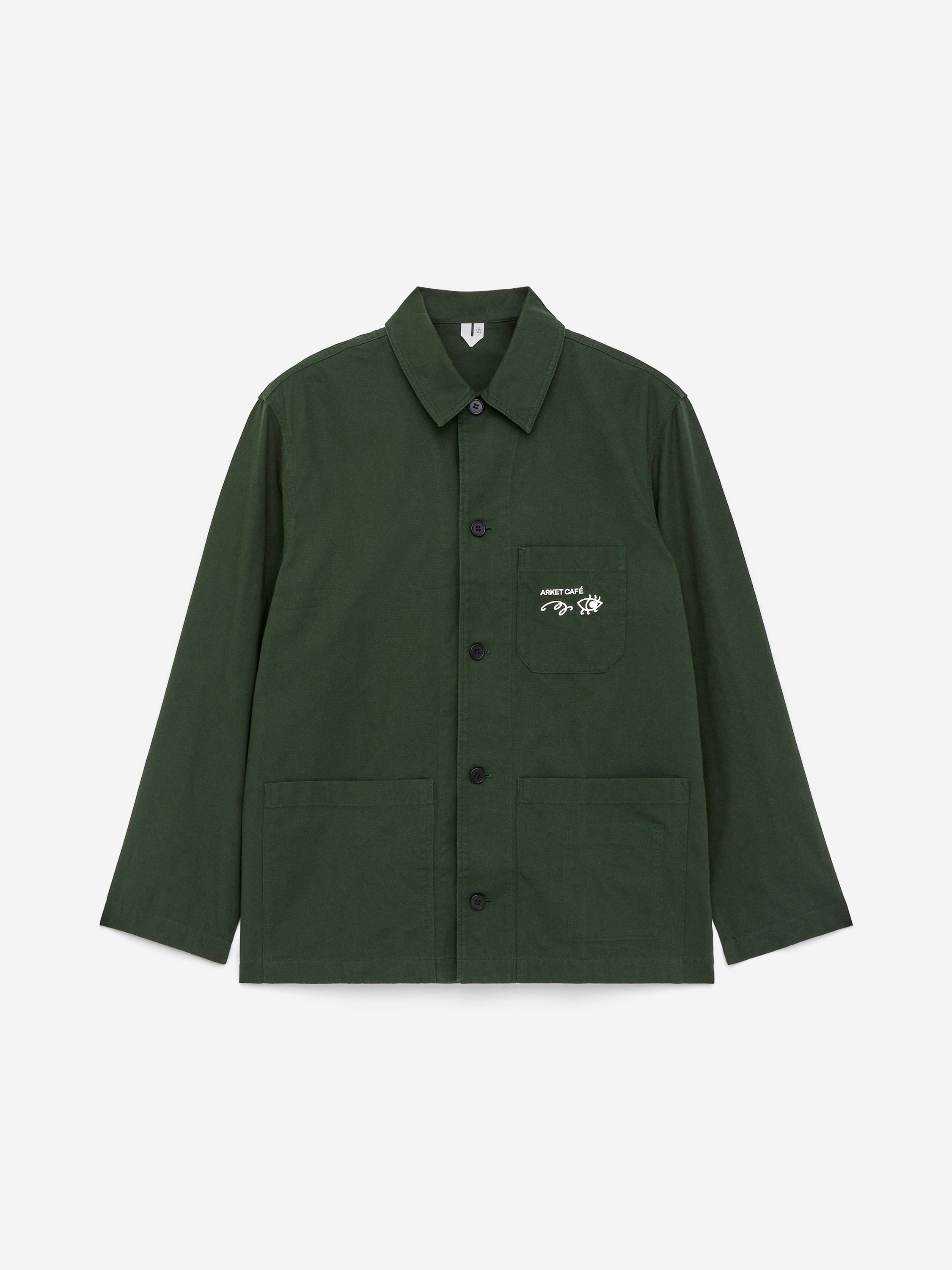 ARKET CAFÉ Cotton Overshirt-#3D433E-17493