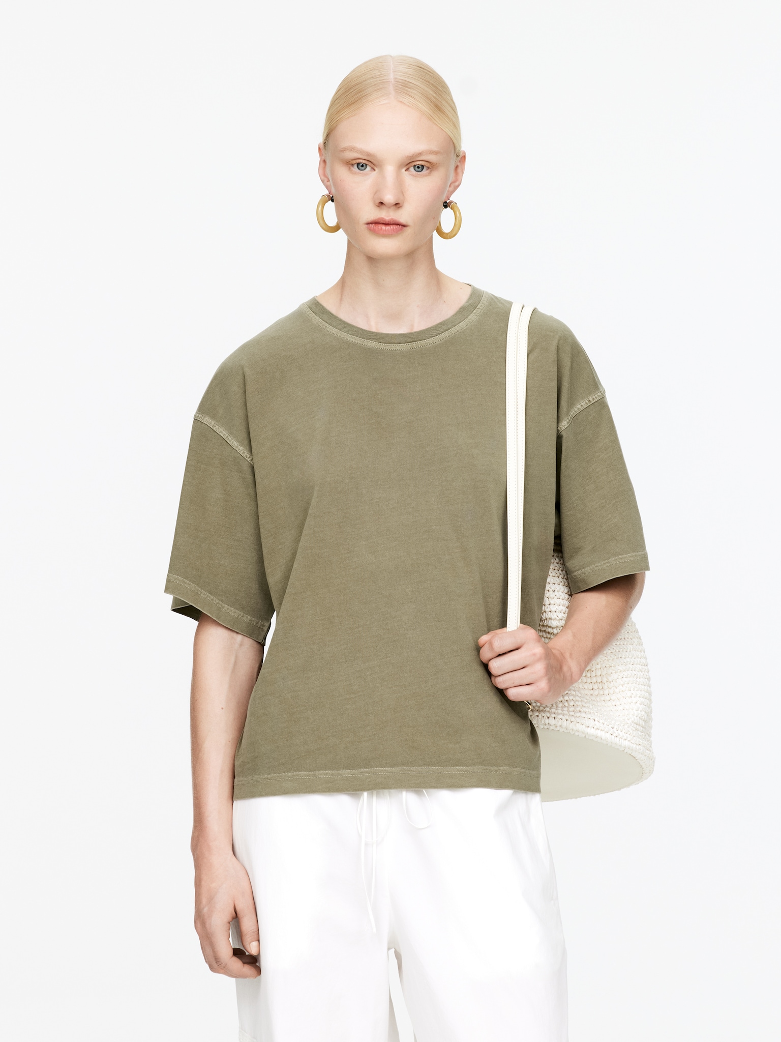 Cotton T-Shirt - Khaki Green/Black