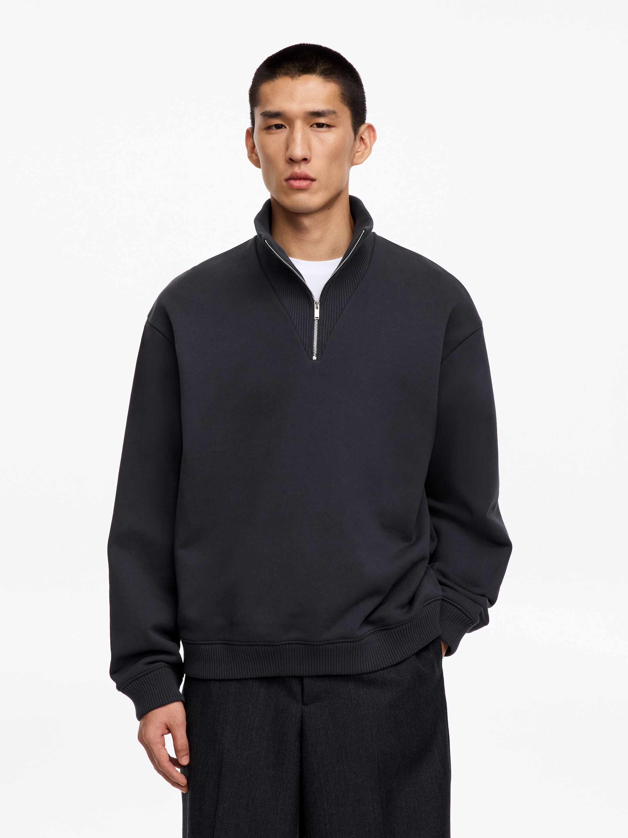 Half Zip Sweatshirt-Blue-19990