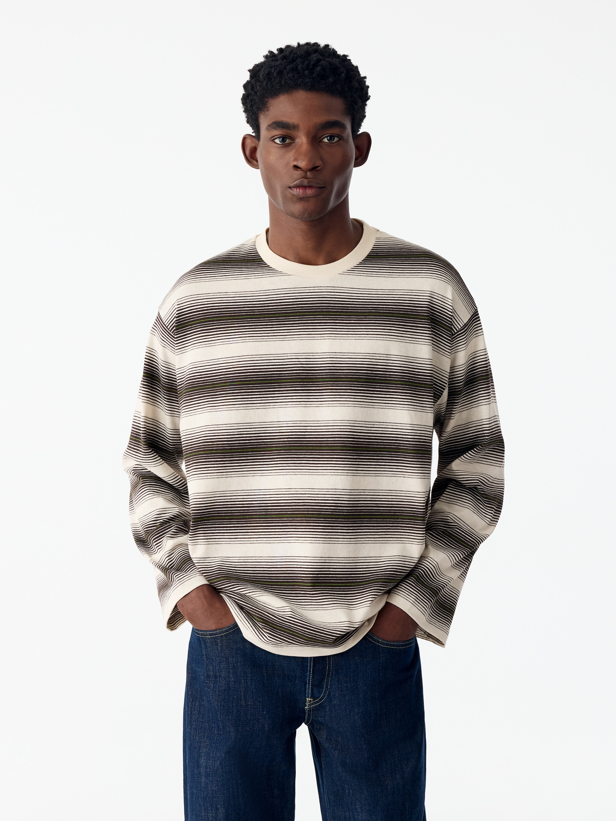 Relaxed Long-Sleeve T-Shirt-Brown-21309