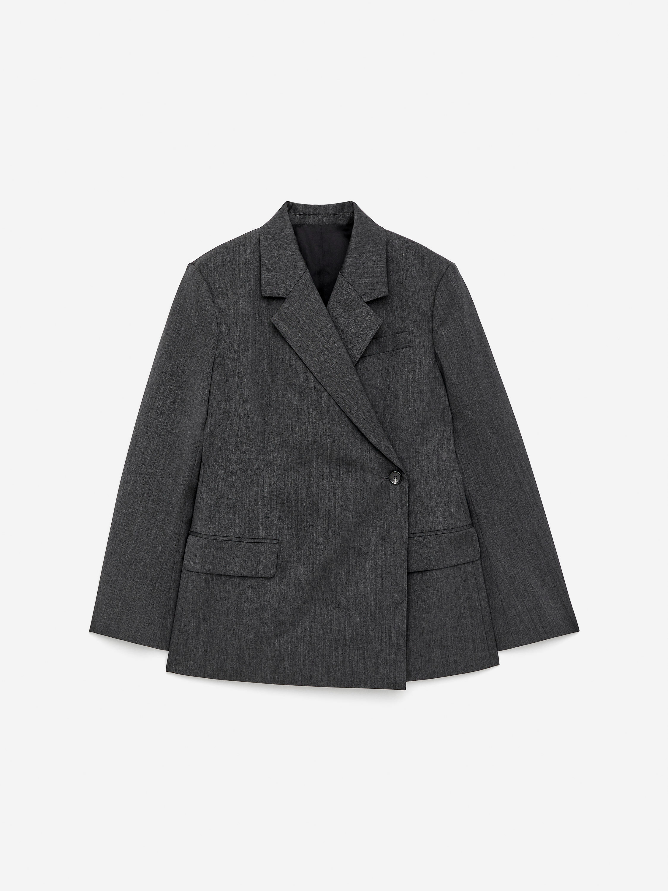 Wool-Blend Wrap Blazer-#828282-16924