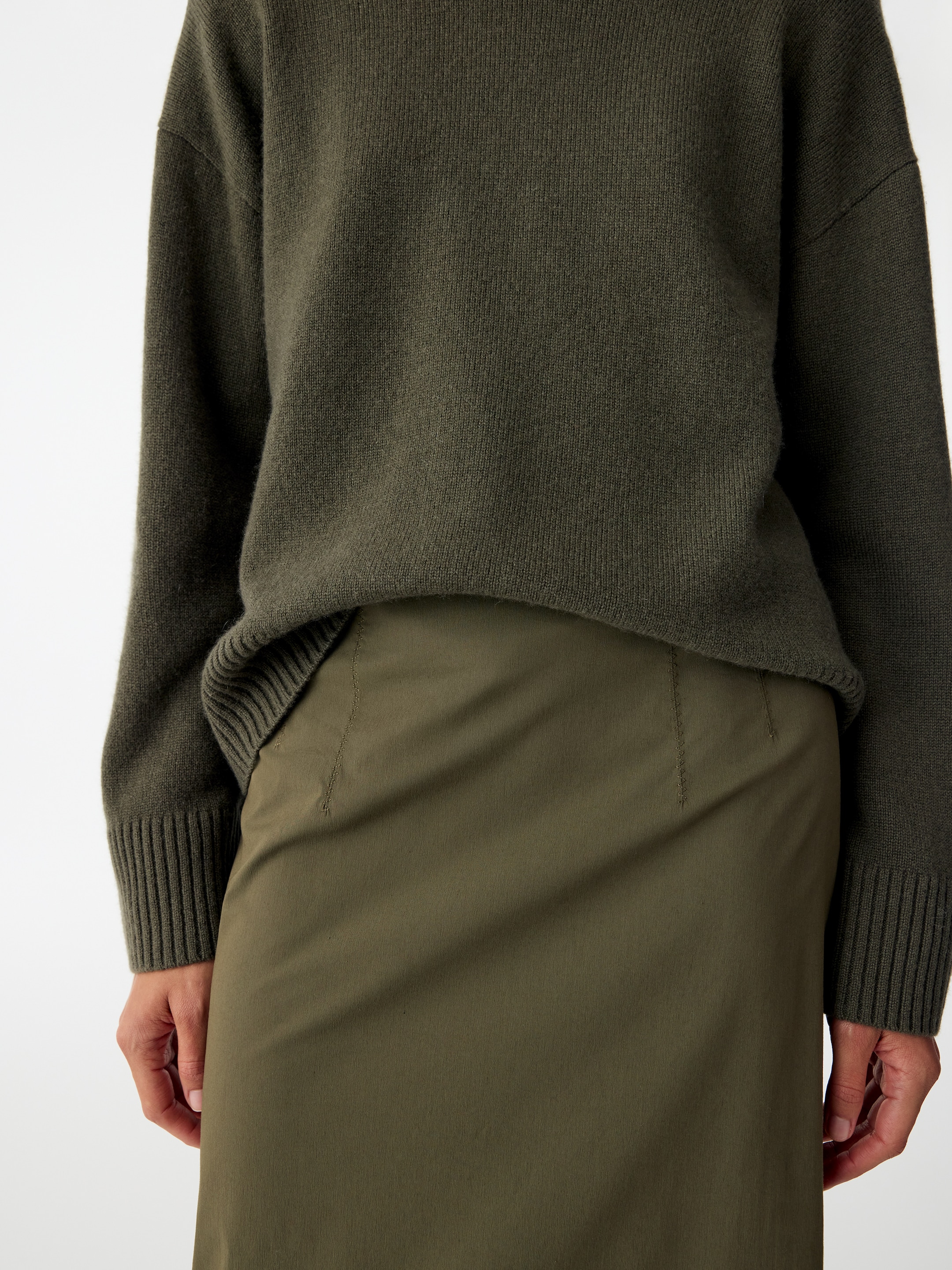 Stretch Cotton-Blend Skirt - Khaki Green - Regular fit - women - StillMedia/Lookbook - 8