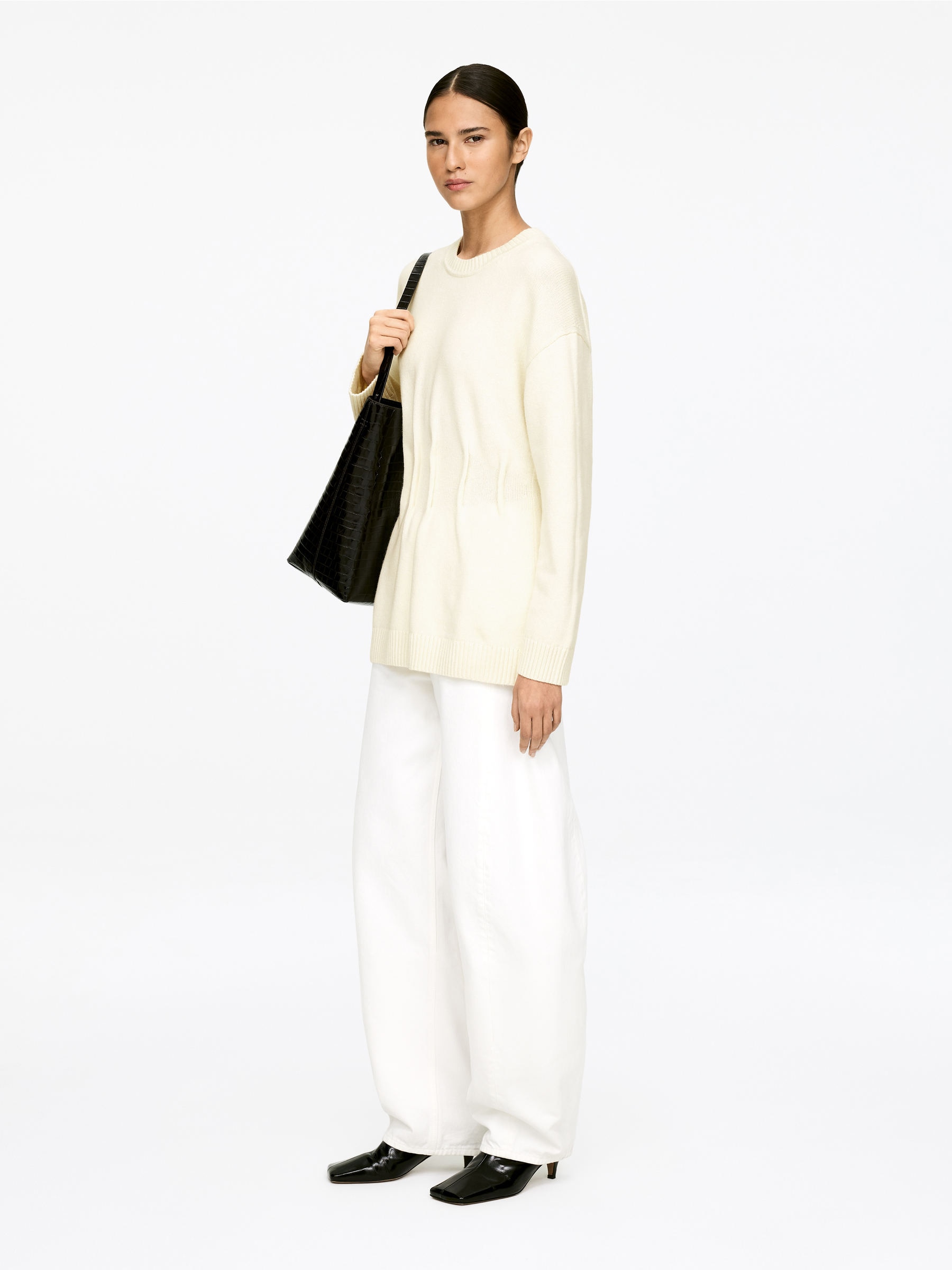 Fitted-Waist Jumper - Off White - Loose fit - Women - StillMedia/Lookbook - 6